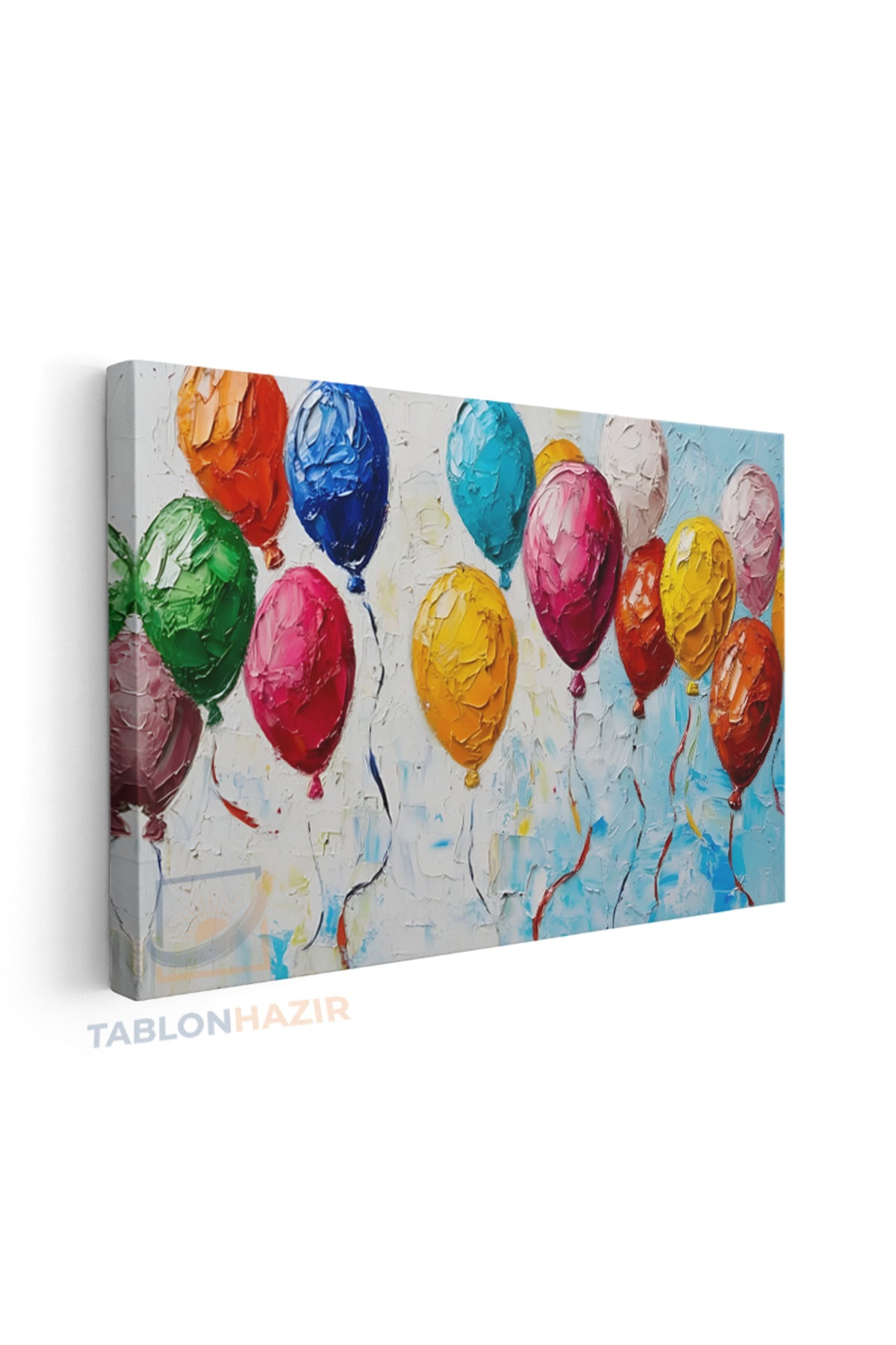 Yatay Kanvas Duvar Tablosu Renkli Balonlar Cizim Salon Tablosu Ofis Tablosu Ev Hediyesi Dekorasyon
