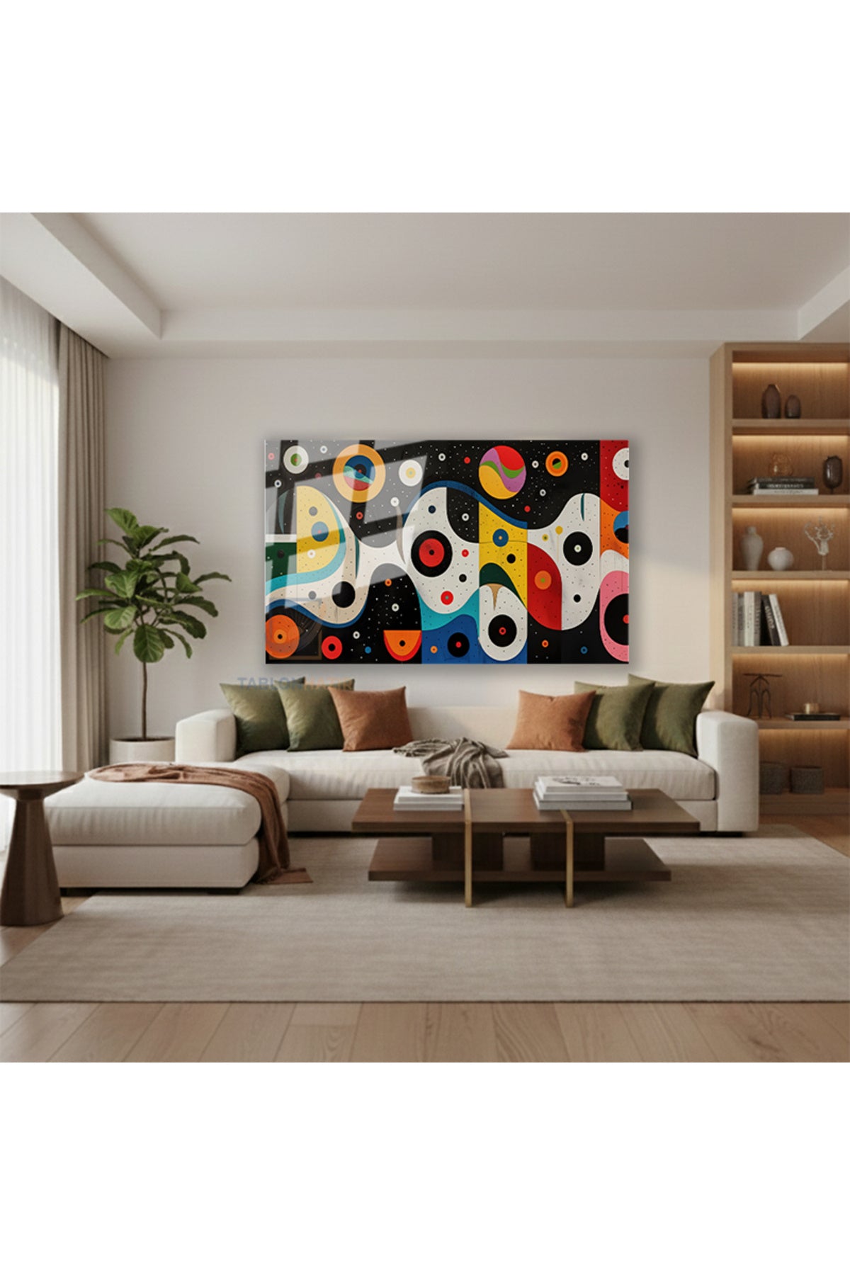 Yatay Cam Tablo Salon Duvar Tablosu Yatay Cam Soyut Renkli Sekiller Yeni Ev Hediyesi Ofis Tablosu