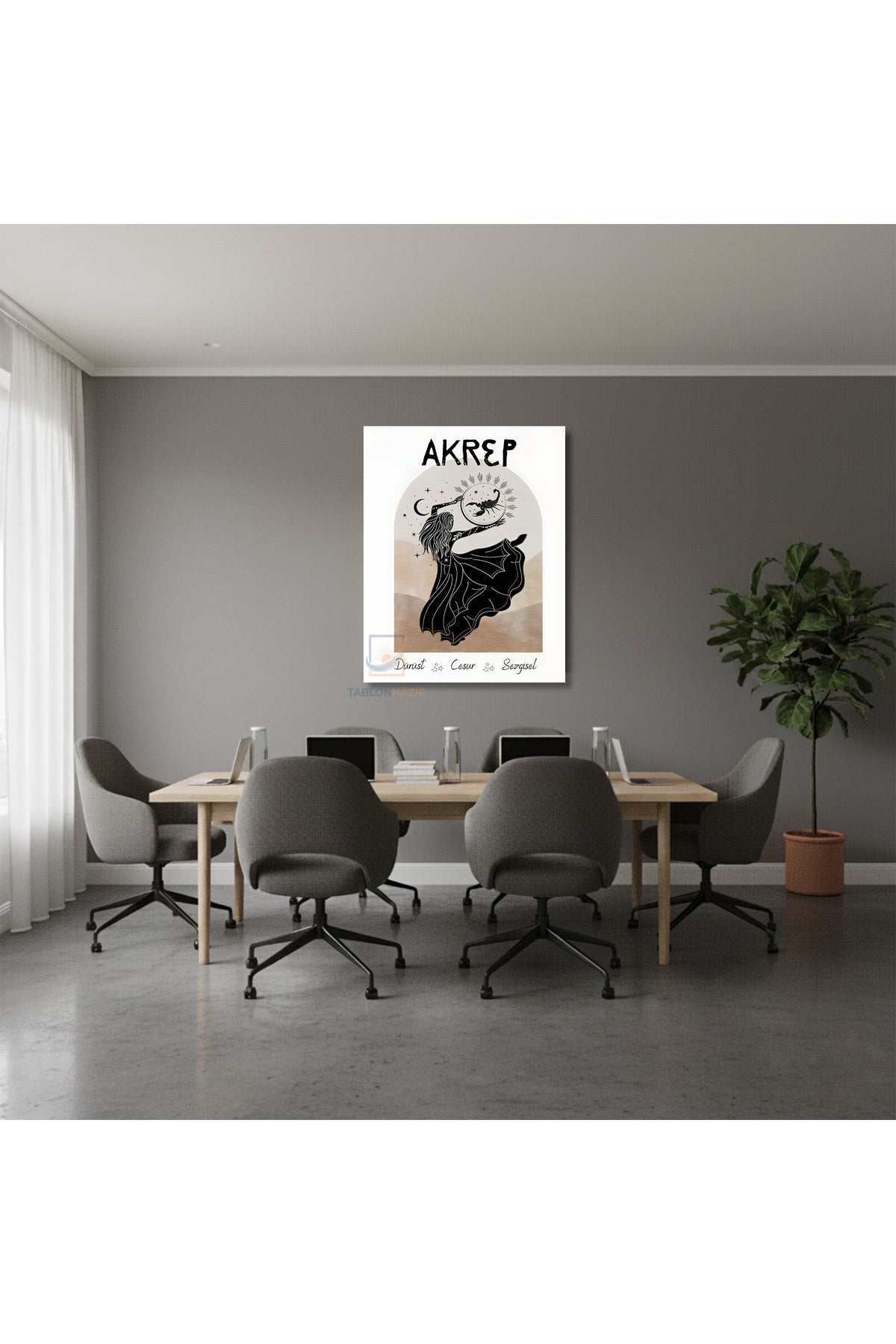 Dikey Kanvas Tablo Salon Duvar Tablosu Akrep Burcu Tablo Yeni Ev Hediyesi Ofis Tablosu