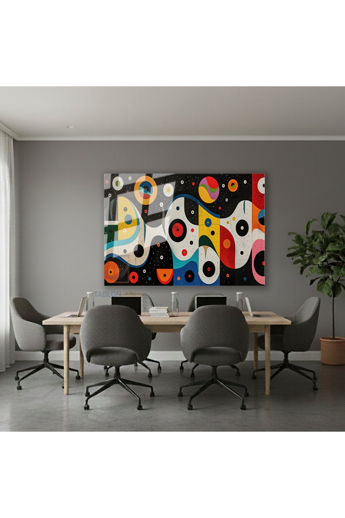 Yatay Cam Tablo Salon Duvar Tablosu Yatay Cam Soyut Renkli Sekiller Yeni Ev Hediyesi Ofis Tablosu