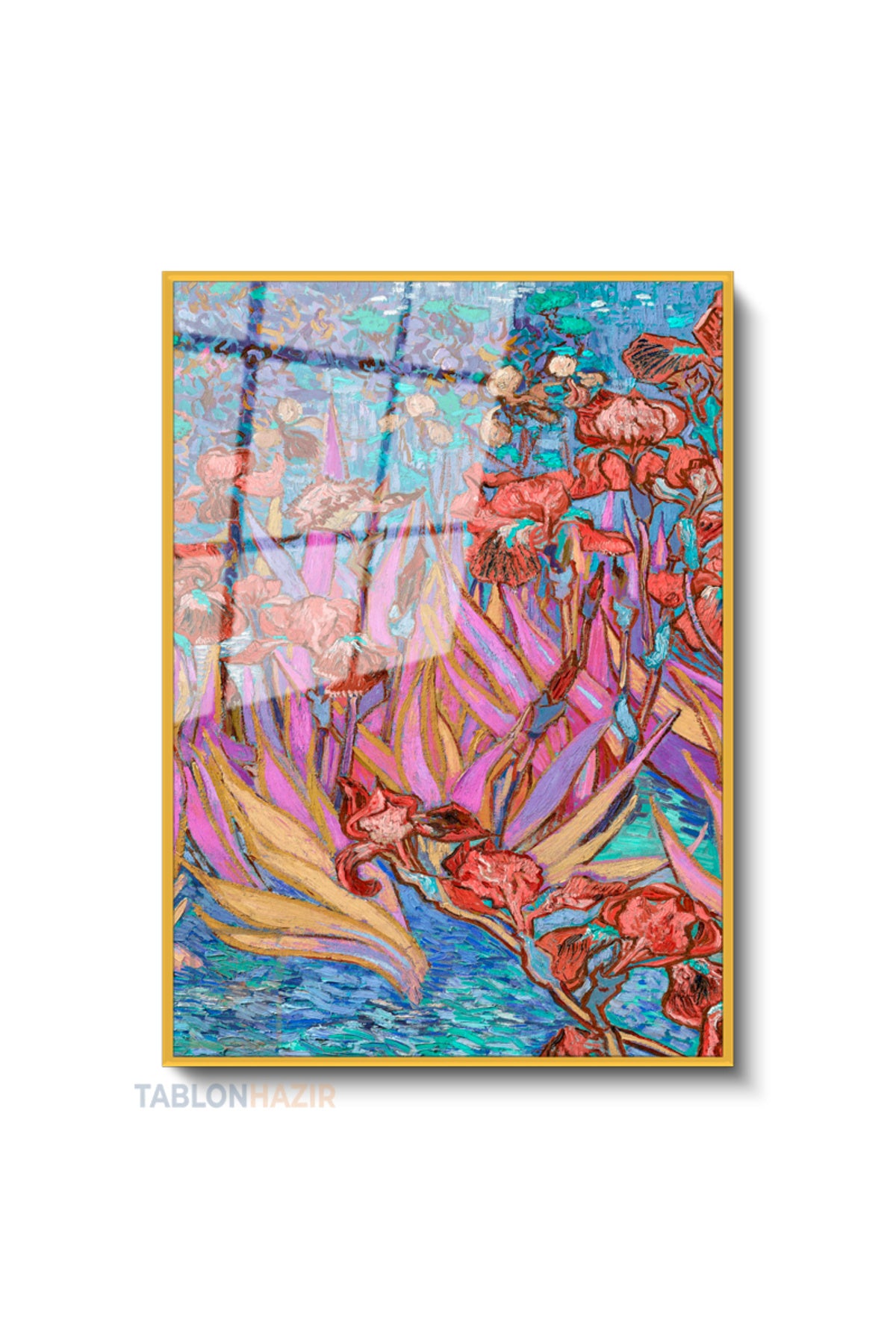 Dikey Çerçeveli Cam Vangogh 119 Modern Ev Dekoru Duvar Sanatı Ev Ofis Tablosu