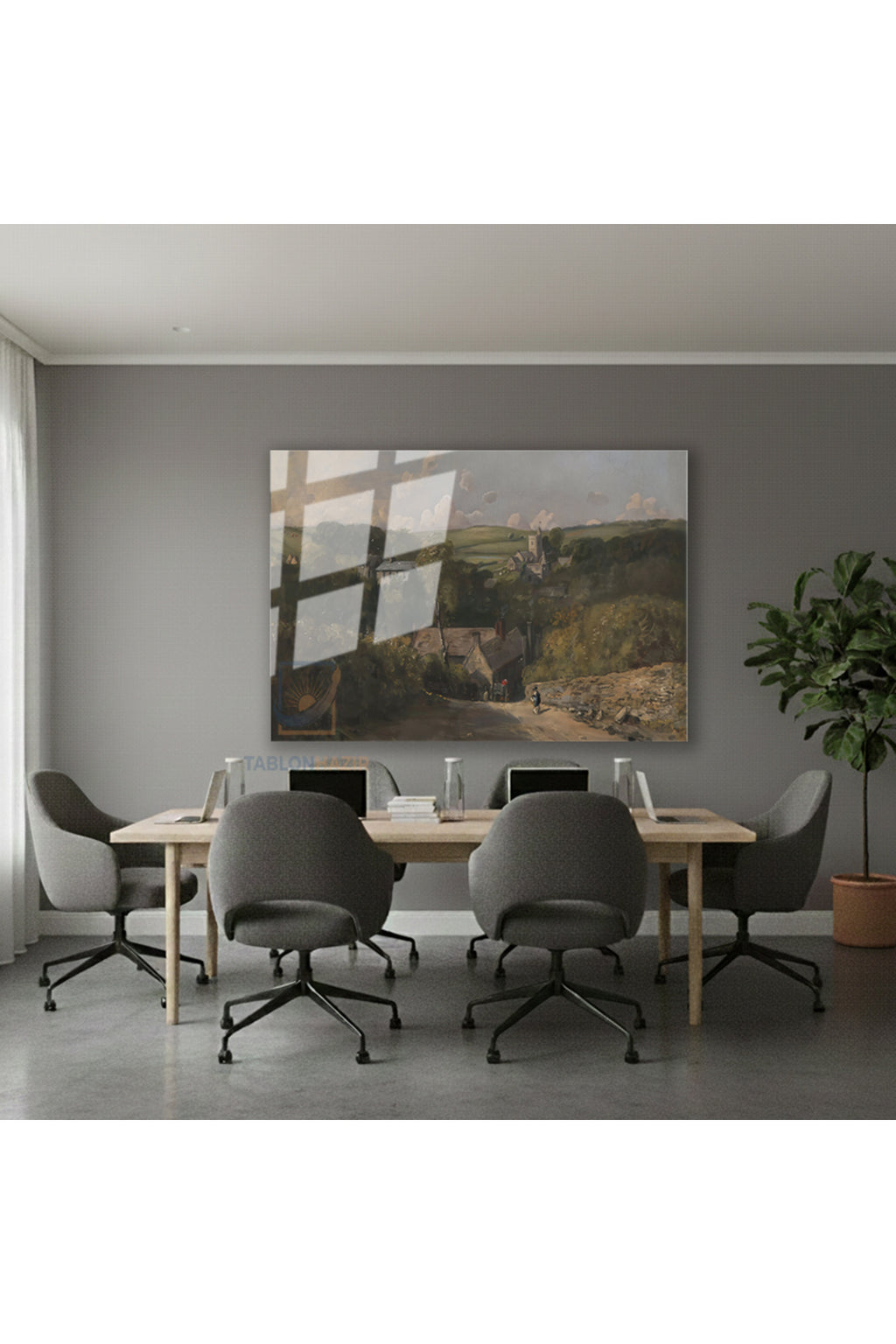Yatay Cam Tablo Salon Duvar Tablosu Yatay Cam Klasik Manzara 8 Yeni Ev Hediyesi Ofis Tablosu