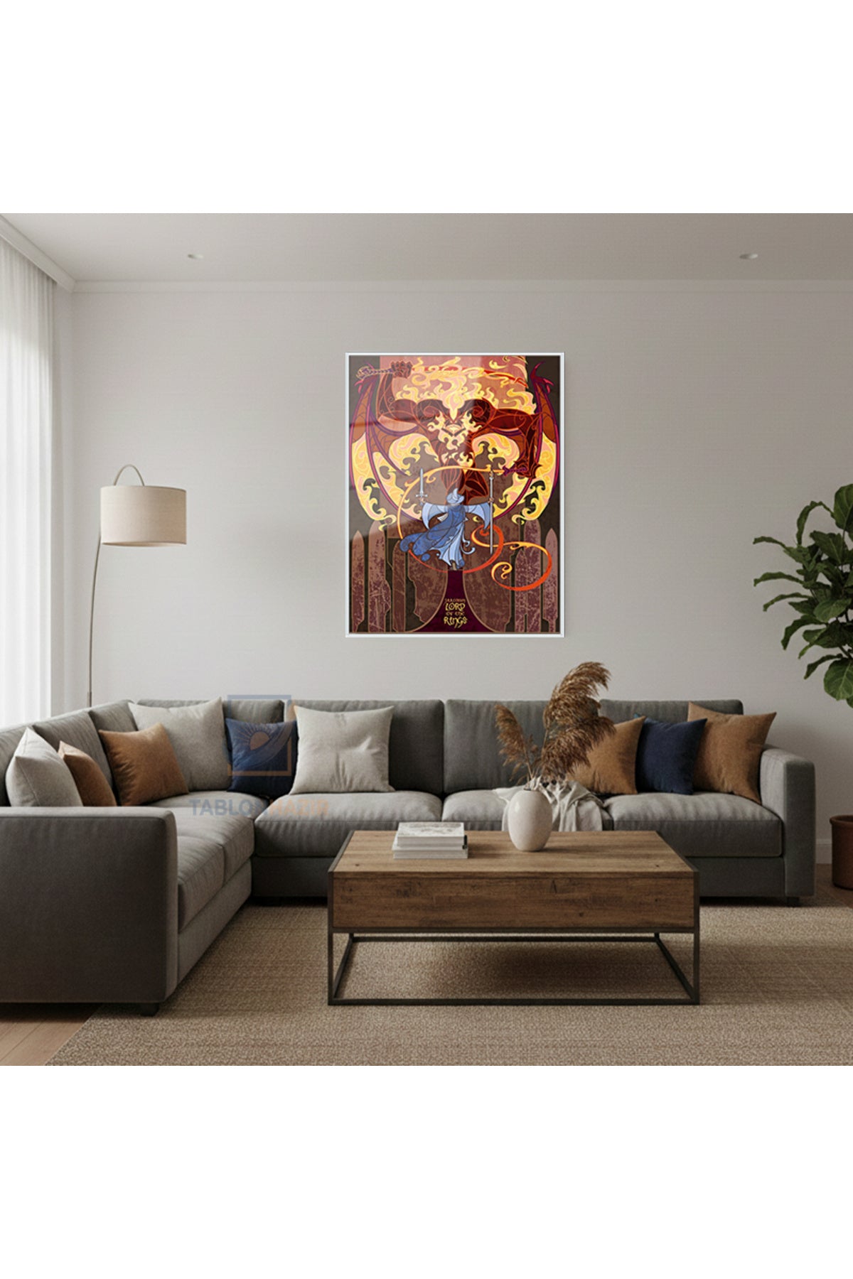 Dikey Çerçeveli Cam Lotr Balrog Modern Ev Dekoru Duvar Sanatı Ev Ofis Tablosu