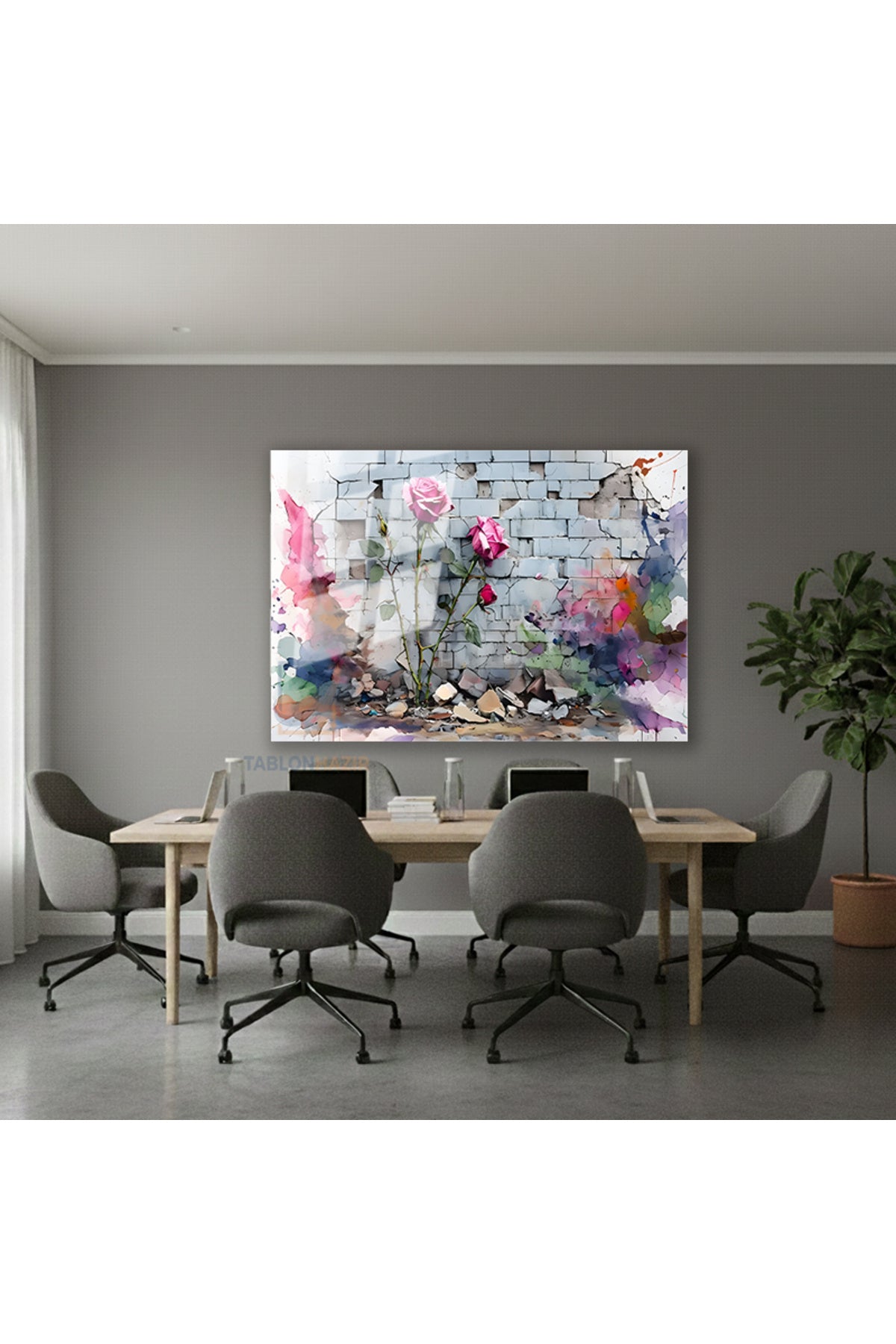 Yatay Cam Tablo Salon Duvar Tablosu Yatay Cam Soyutsanat8 Yeni Ev Hediyesi Ofis Tablosu