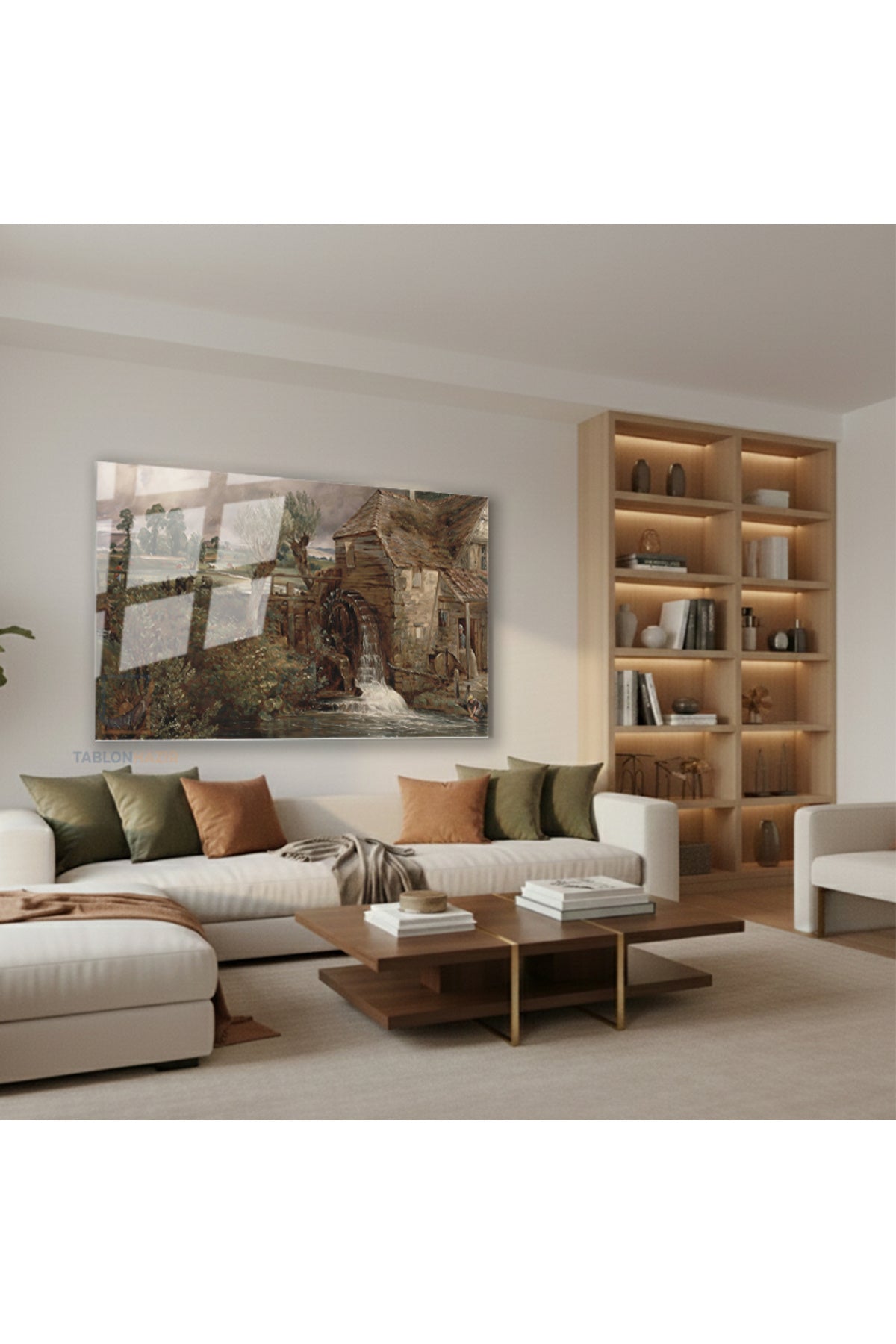 Yatay Cam Tablo Salon Duvar Tablosu Yatay Cam Vintagekirsalmanzarasi2 Yeni Ev Hediyesi Ofis Tablosu