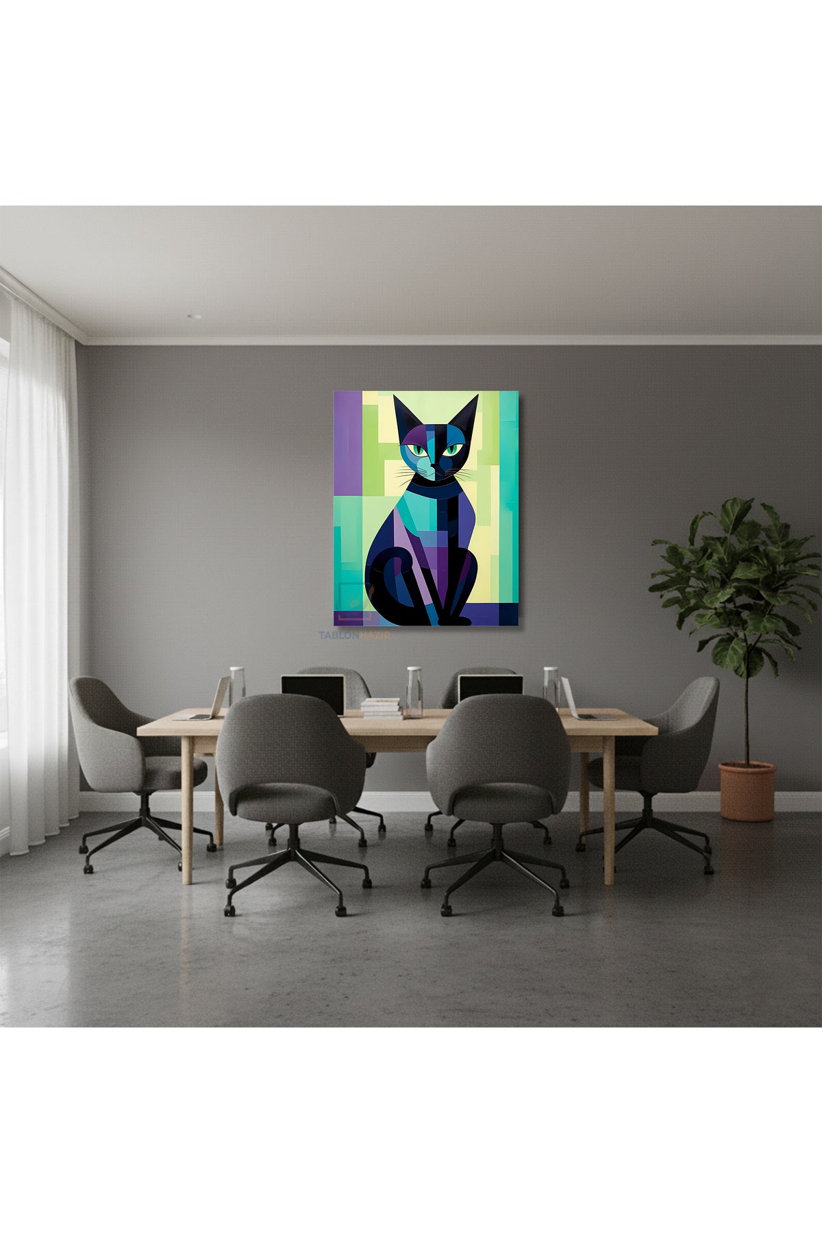 Dikey Kanvas Tablo Salon Duvar Tablosu Mozaikedi Yeni Ev Hediyesi Ofis Tablosu