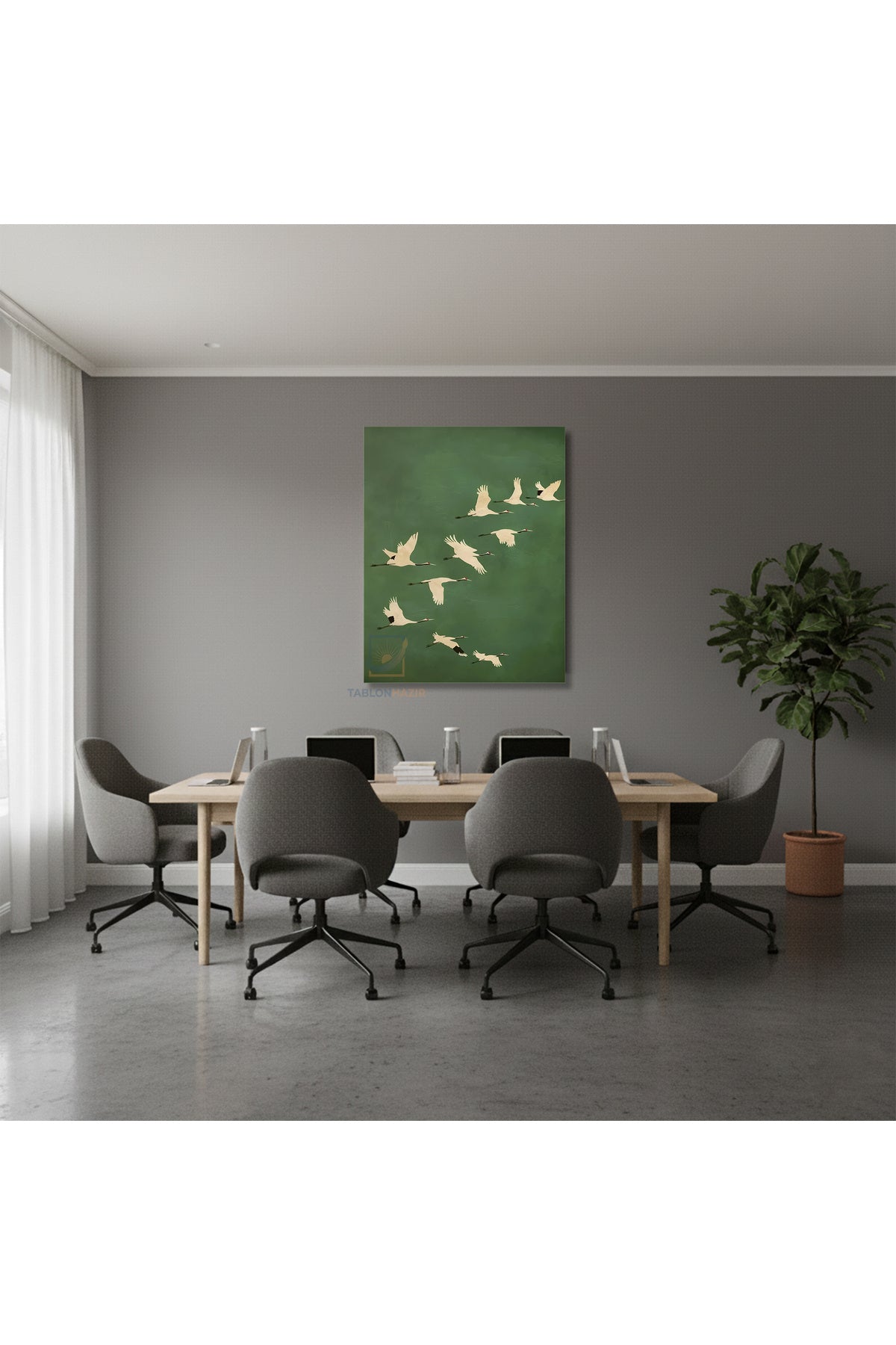 Dikey Kanvas Tablo Salon Duvar Tablosu Leylek Surusu Yeni Ev Hediyesi Ofis Tablosu