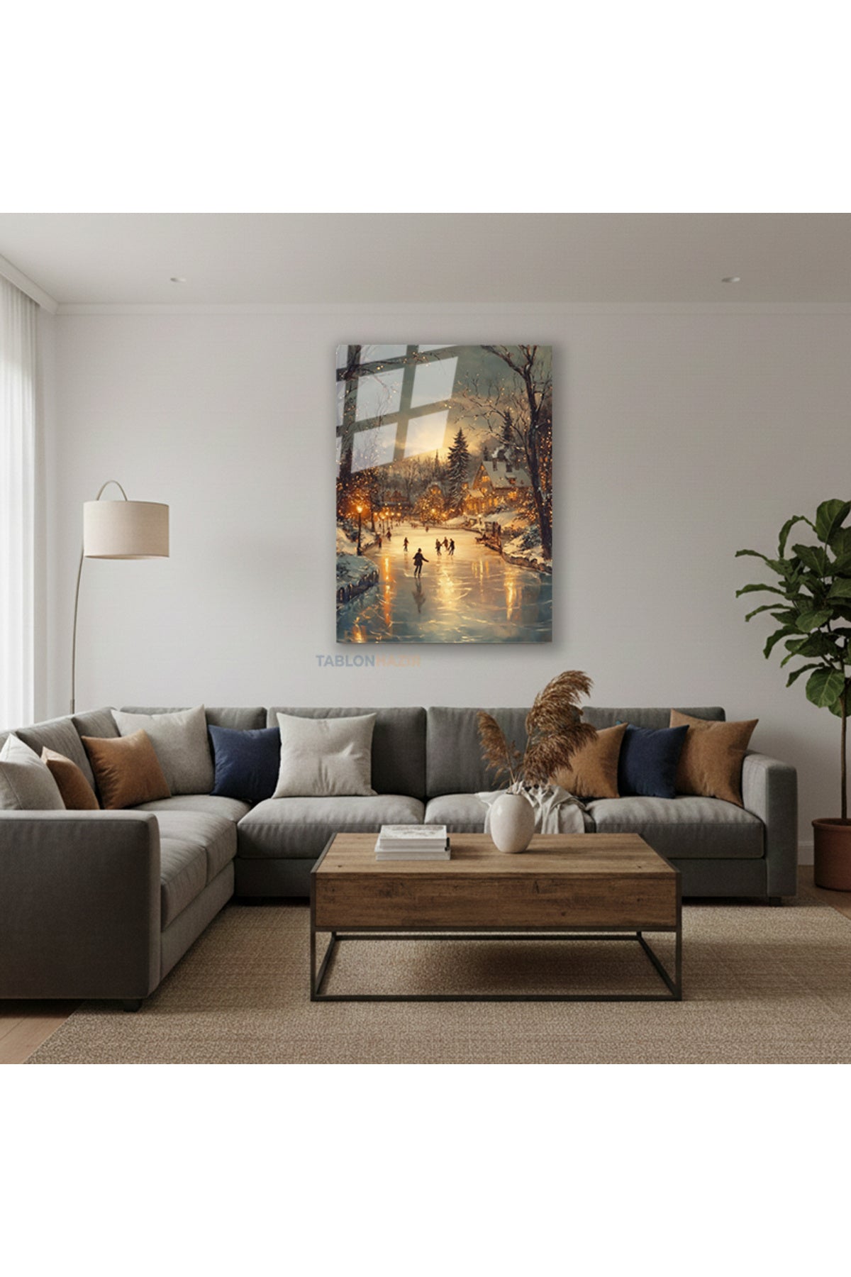 Dikey Cam Tablo Salon Duvar Tablosu Dikey Cam Donmus Nehir Yeni Ev Hediyesi Ofis Tablosu