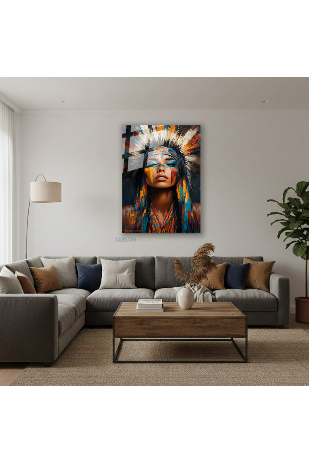 Dikey Cam Tablo Salon Duvar Tablosu Dikey Cam Kizilderili Kiz Yeni Ev Hediyesi Ofis Tablosu