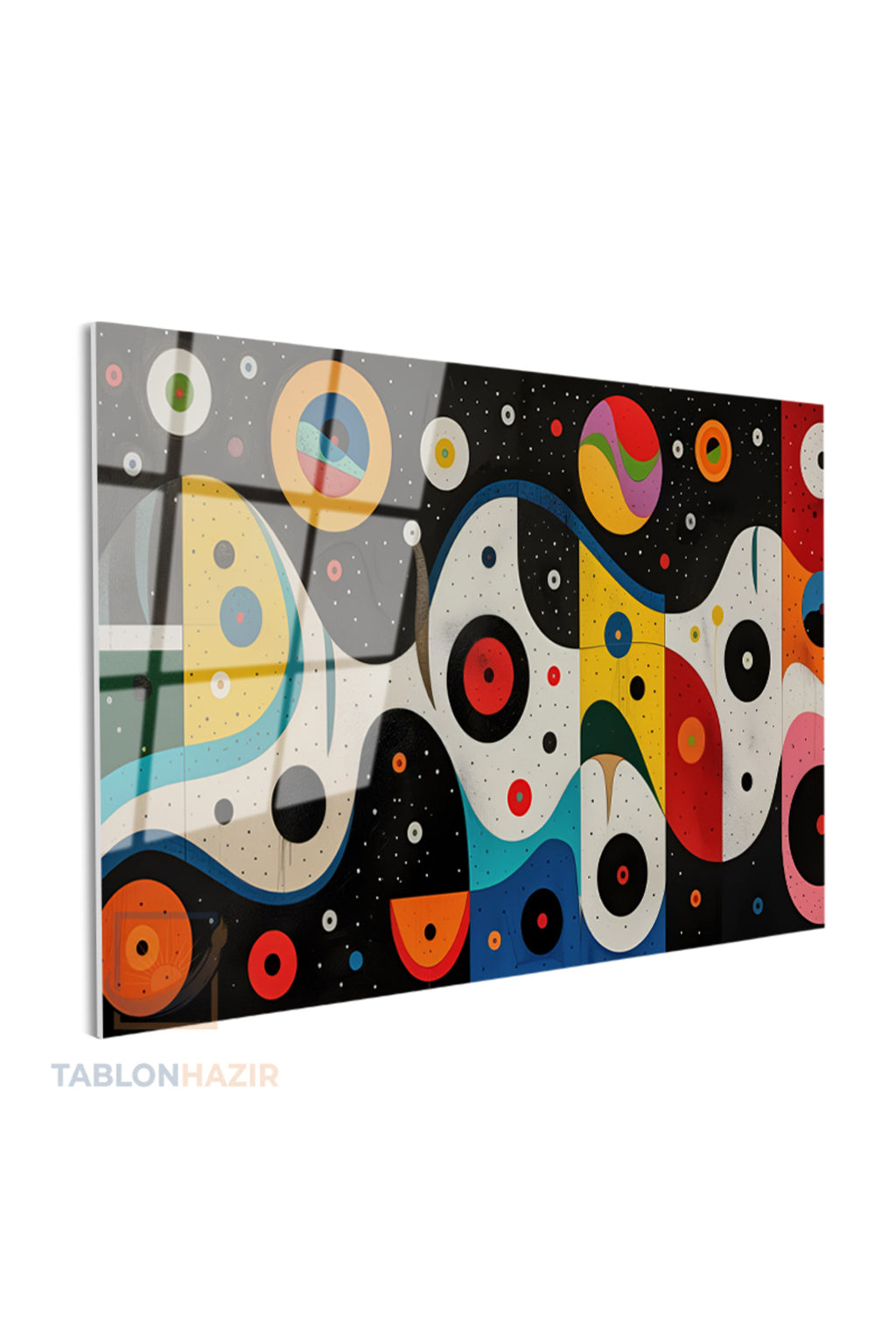 Yatay Cam Tablo Salon Duvar Tablosu Yatay Cam Soyut Renkli Sekiller Yeni Ev Hediyesi Ofis Tablosu