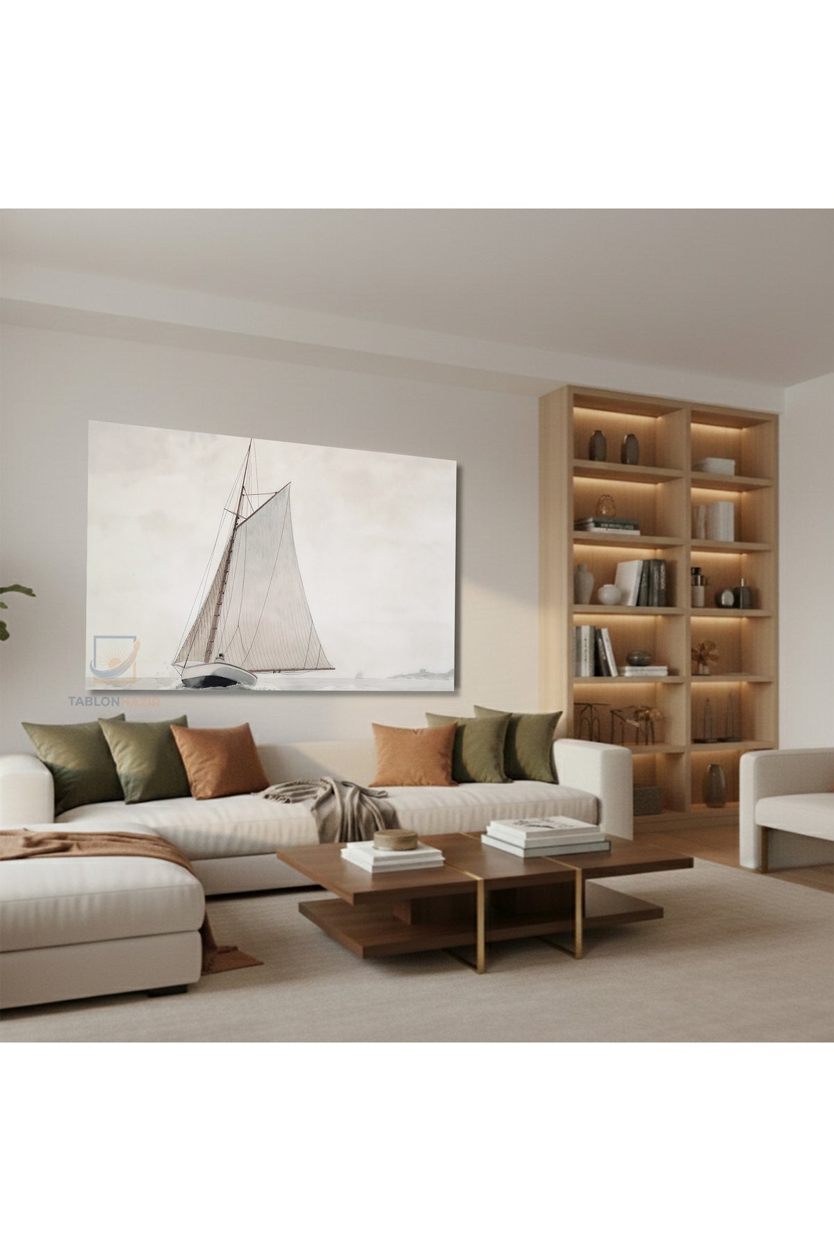 Yatay Kanvas Duvar Tablosu Vintageyelkenli Salon Tablosu Ofis Tablosu Yeni Ev Hediyesi Dekorasyon