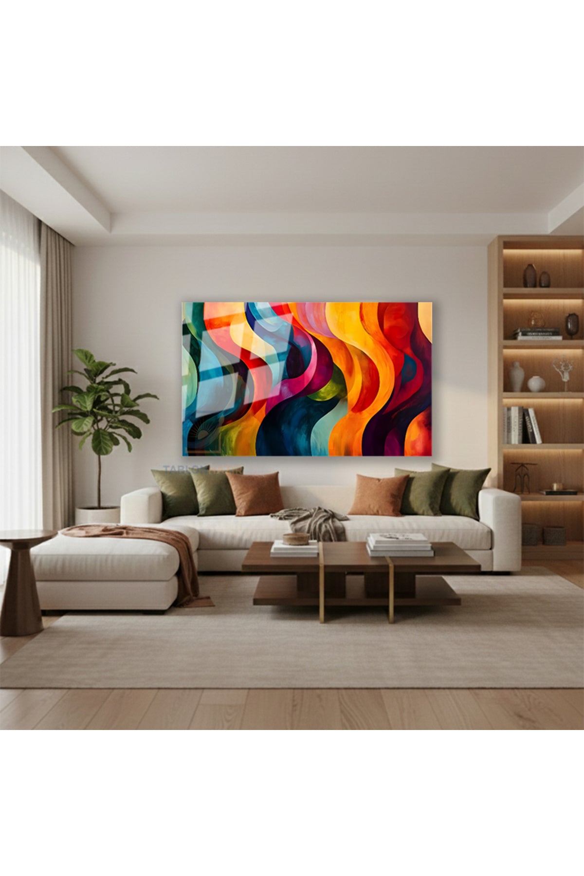 Yatay Cam Tablo Salon Duvar Tablosu Yatay Cam Soyutgeometriksanat9 Yeni Ev Hediyesi Ofis Tablosu