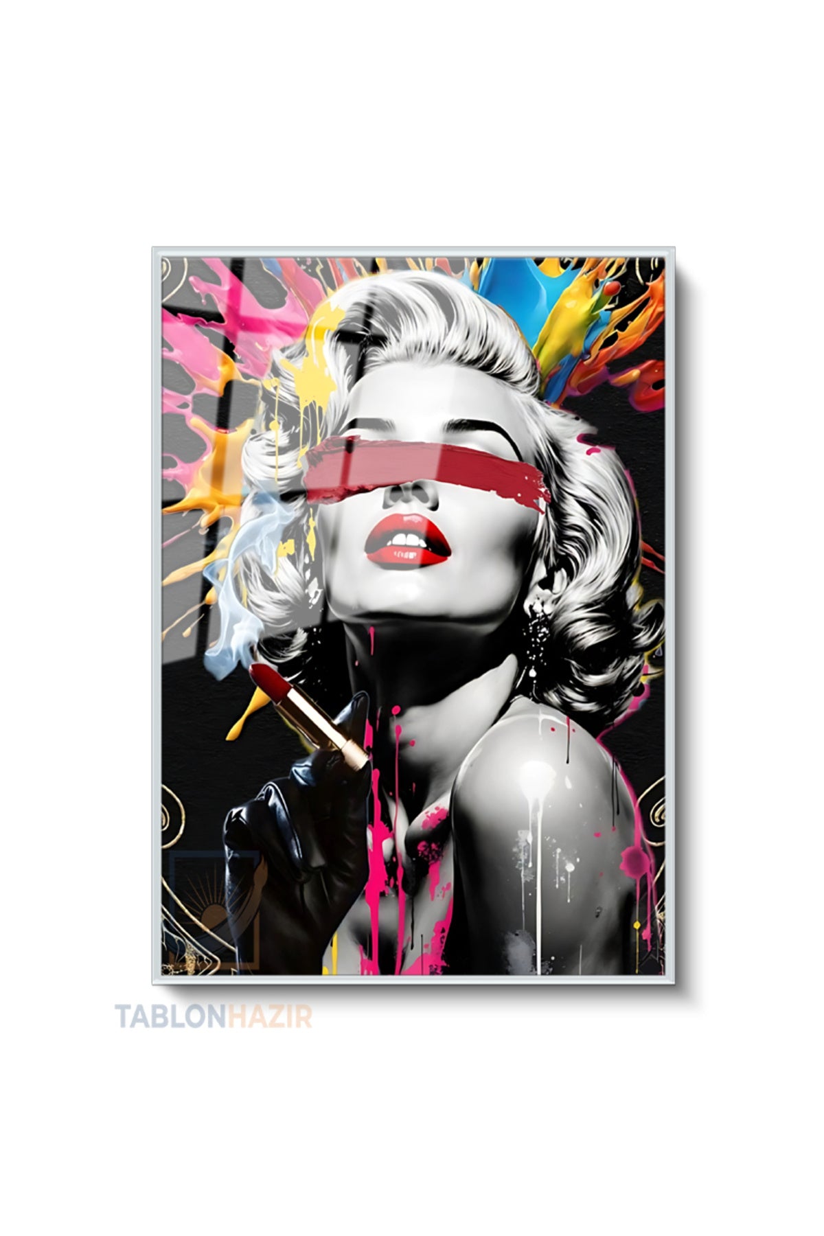 Dikey Çerçeveli Cam Mariliyn7 Modern Ev Dekoru Duvar Sanatı Ev Ofis Tablosu