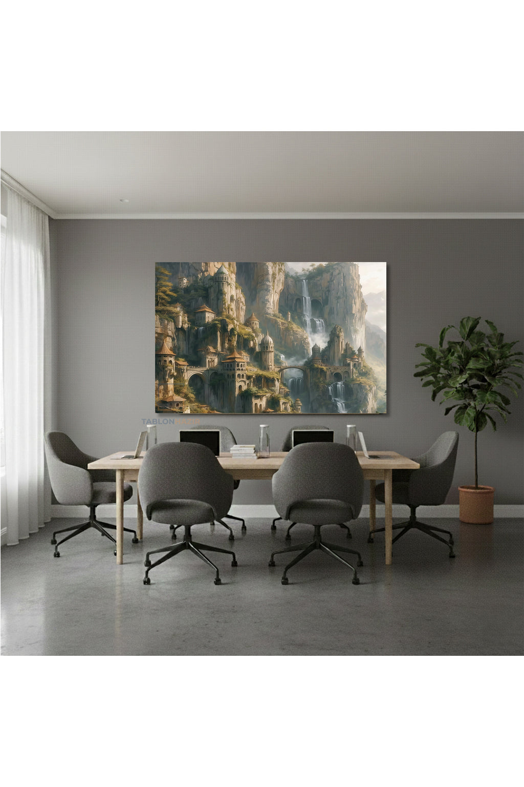 Yatay Kanvas Duvar Tablosu Daglardaki Satolar Salon Tablosu Ofis Tablosu Yeni Ev Hediyesi Dekorasyon