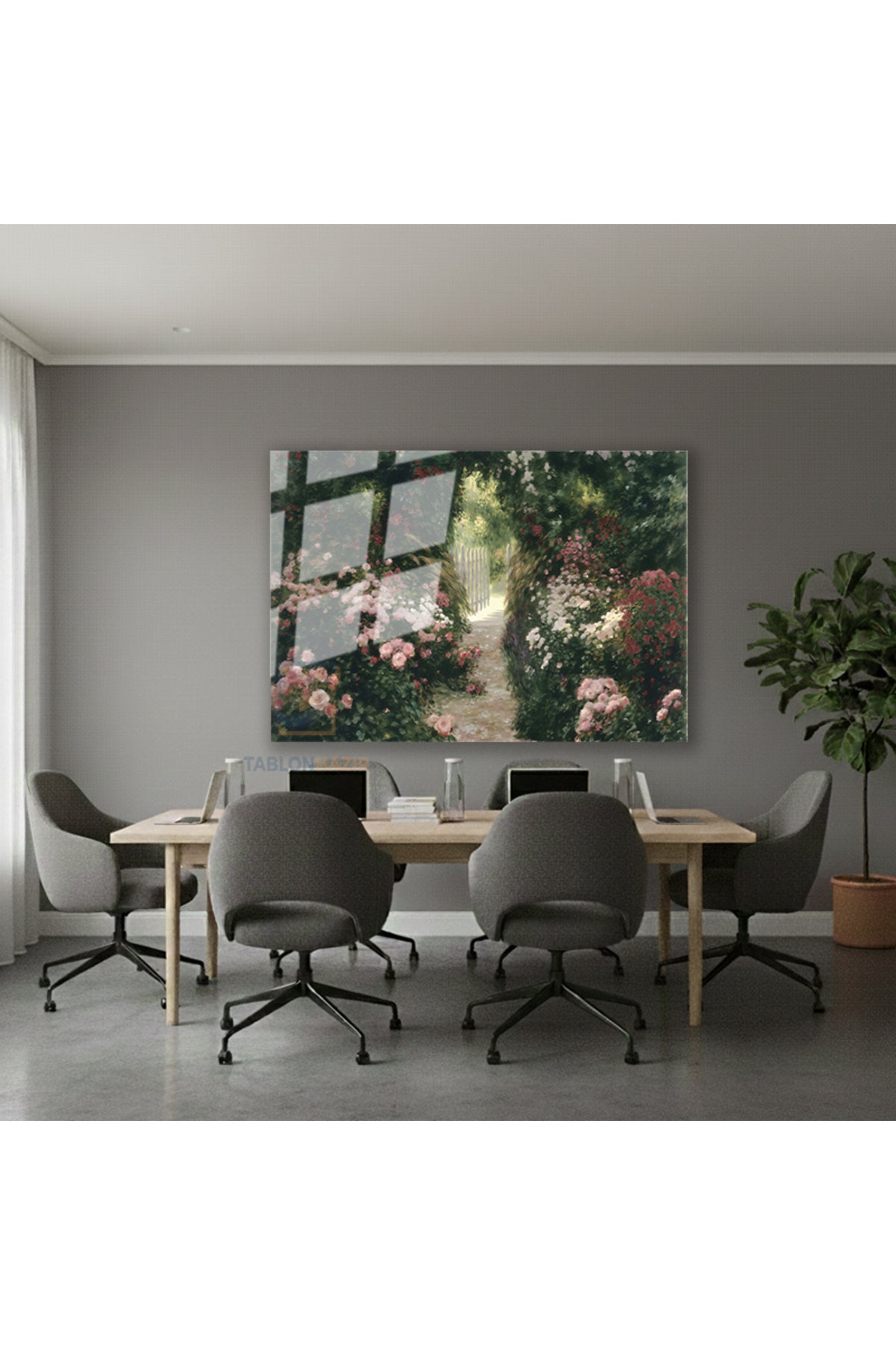 Yatay Cam Tablo Salon Duvar Tablosu Yatay Cam Renkliciceklibahce Yeni Ev Hediyesi Ofis Tablosu