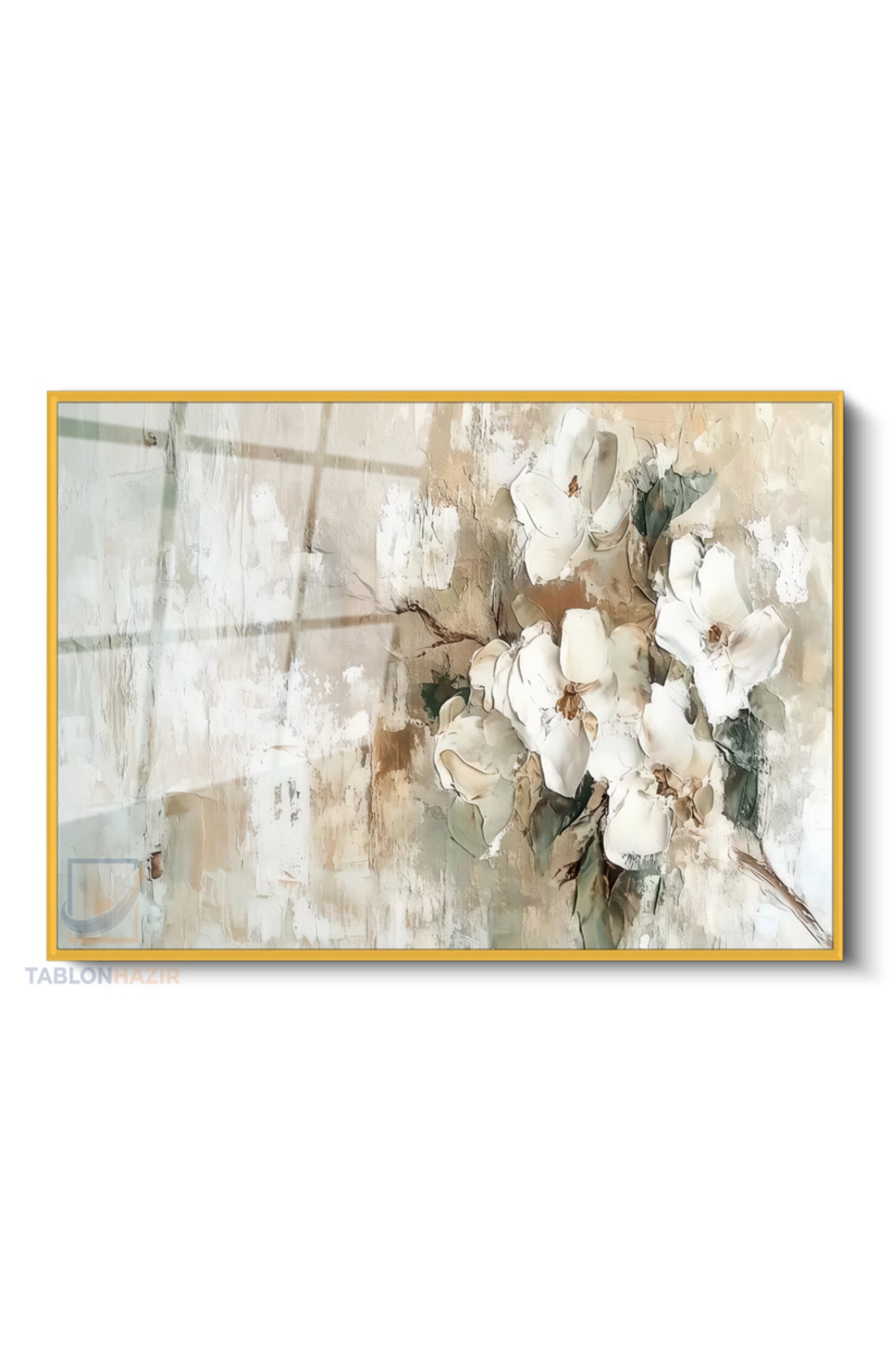 Çerçeveli Yatay Cam Tablo Salon Duvar Tablosu Yatay Cam Fircadarbelericicekler3 Ofis Tablosu