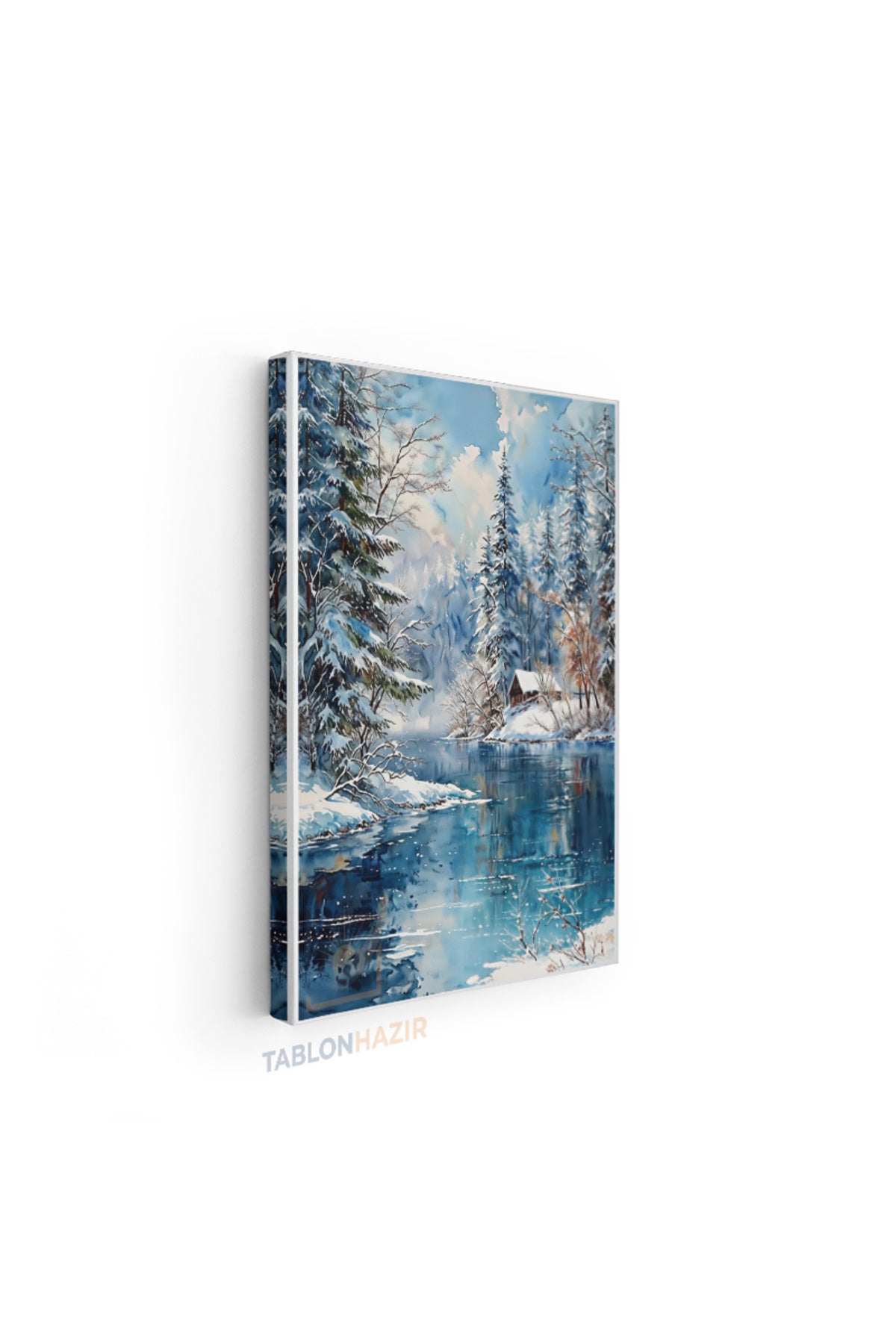 Dikey Kanvas Tablo Salon Duvar Tablosu Buzlu Gol Yeni Ev Hediyesi Ofis Tablosu