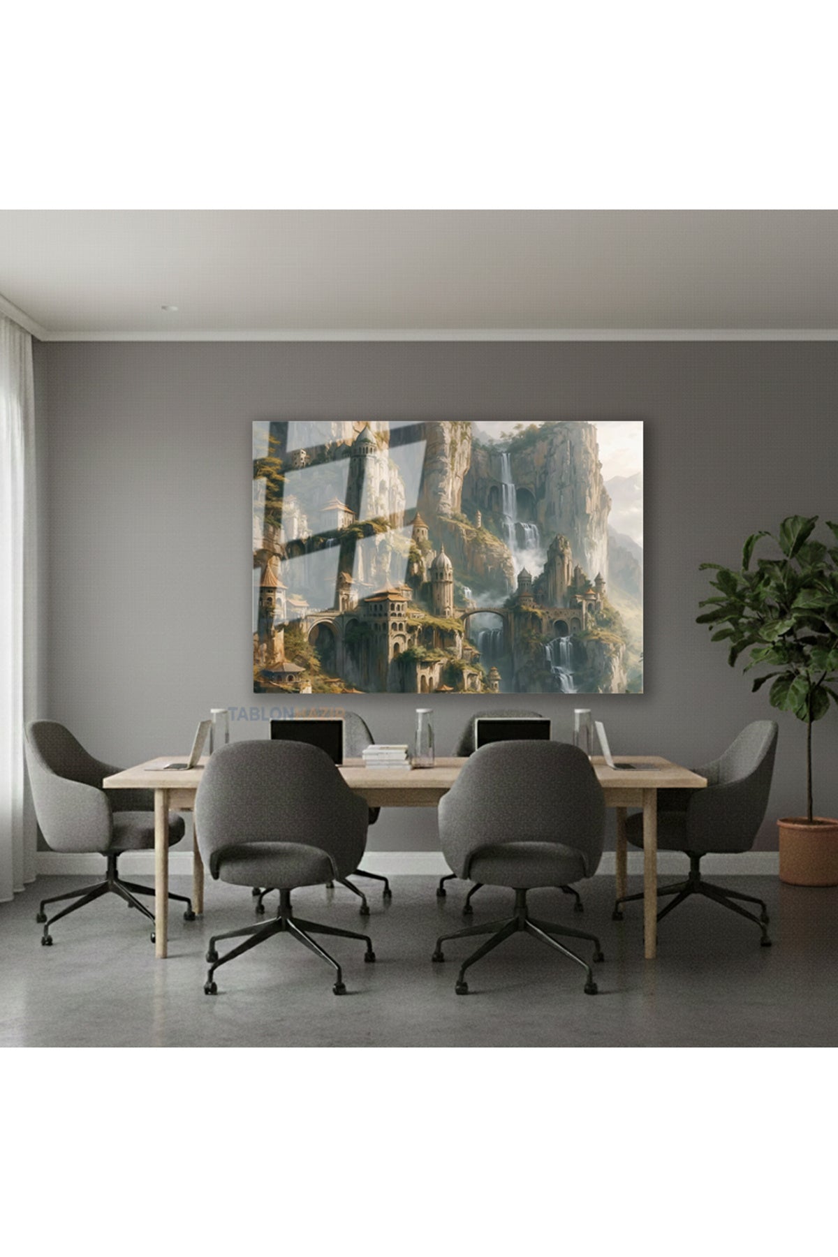 Yatay Cam Tablo Salon Duvar Tablosu Yatay Cam Daglardaki Satolar Yeni Ev Hediyesi Ofis Tablosu