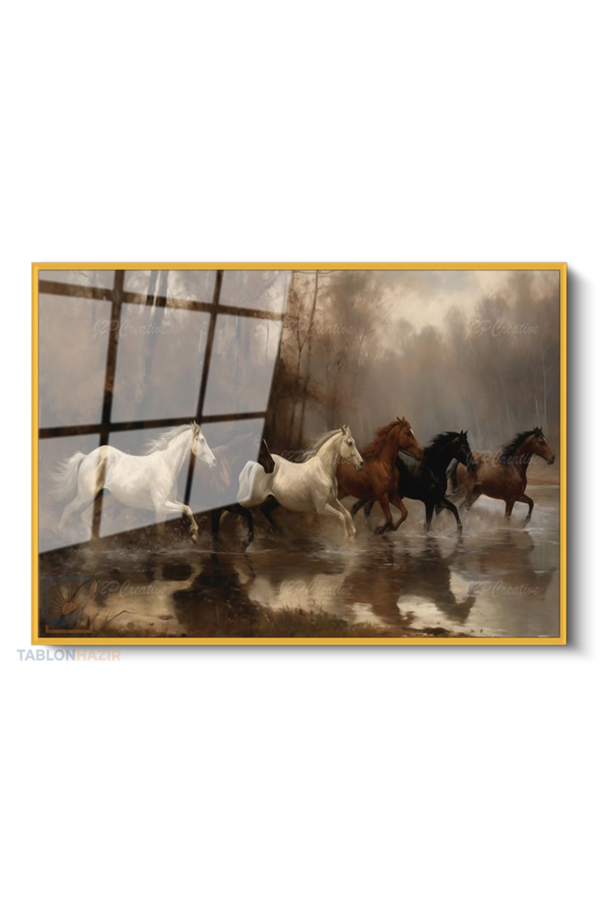 Çerçeveli Yatay Cam Tablo Salon Duvar Tablosu Yatay Cam 5At Yeni Ev Hediyesi Ofis Tablosu