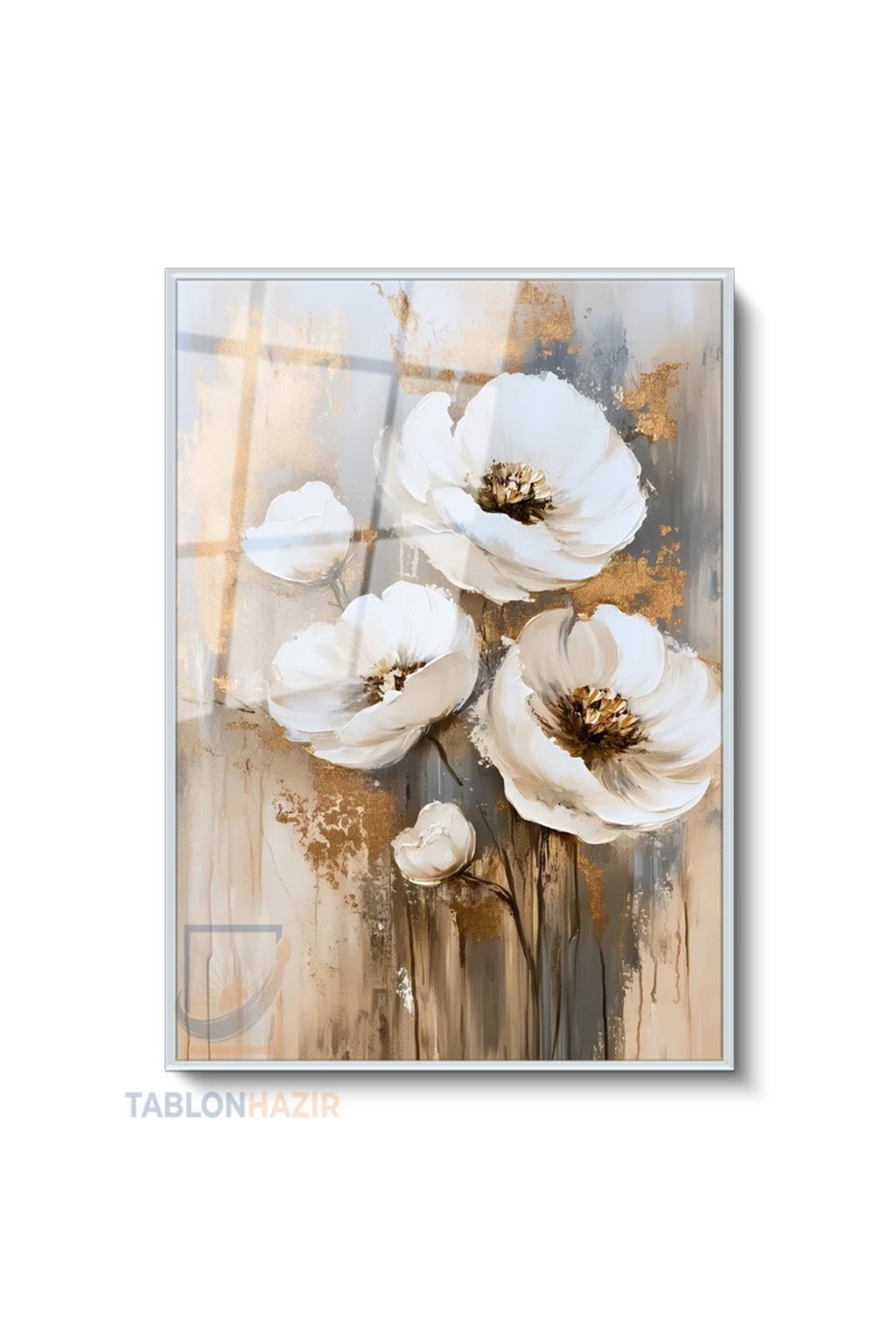 Dikey Çerçeveli Cam Klasik Cicek Modern Ev Dekoru Duvar Sanatı Ev Ofis Tablosu