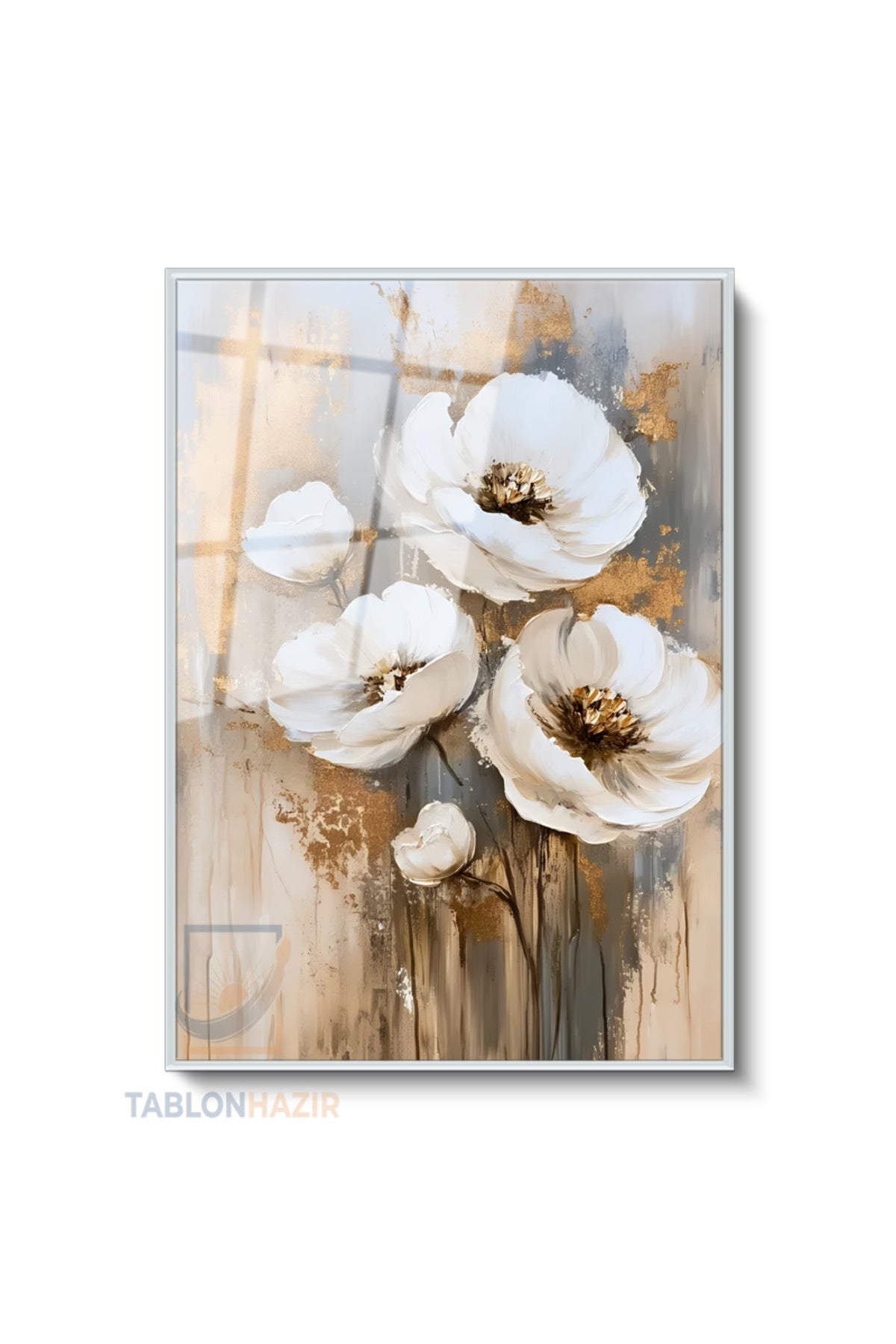 Dikey Çerçeveli Cam Klasik Cicek Modern Ev Dekoru Duvar Sanatı Ev Ofis Tablosu