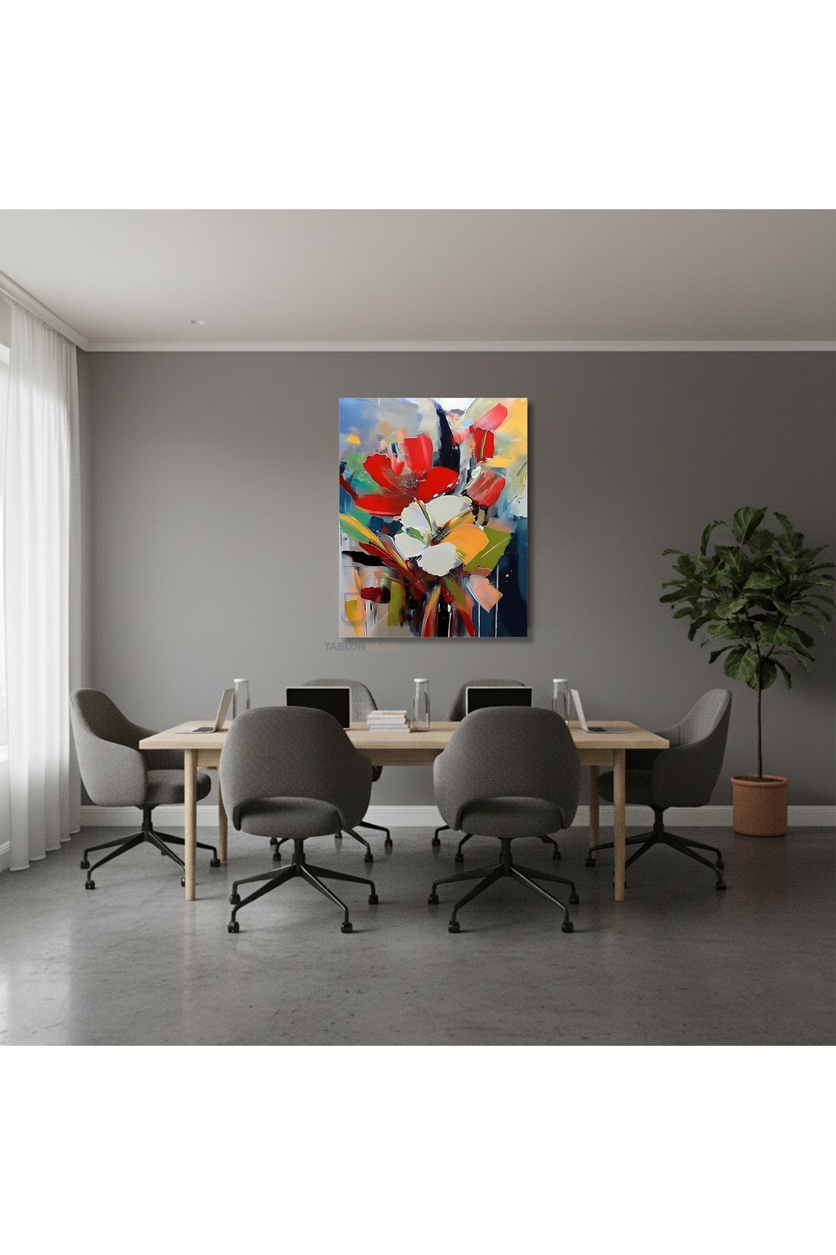 Dikey Kanvas Tablo Salon Duvar Tablosu Soyut 0025 Yeni Ev Hediyesi Ofis Tablosu