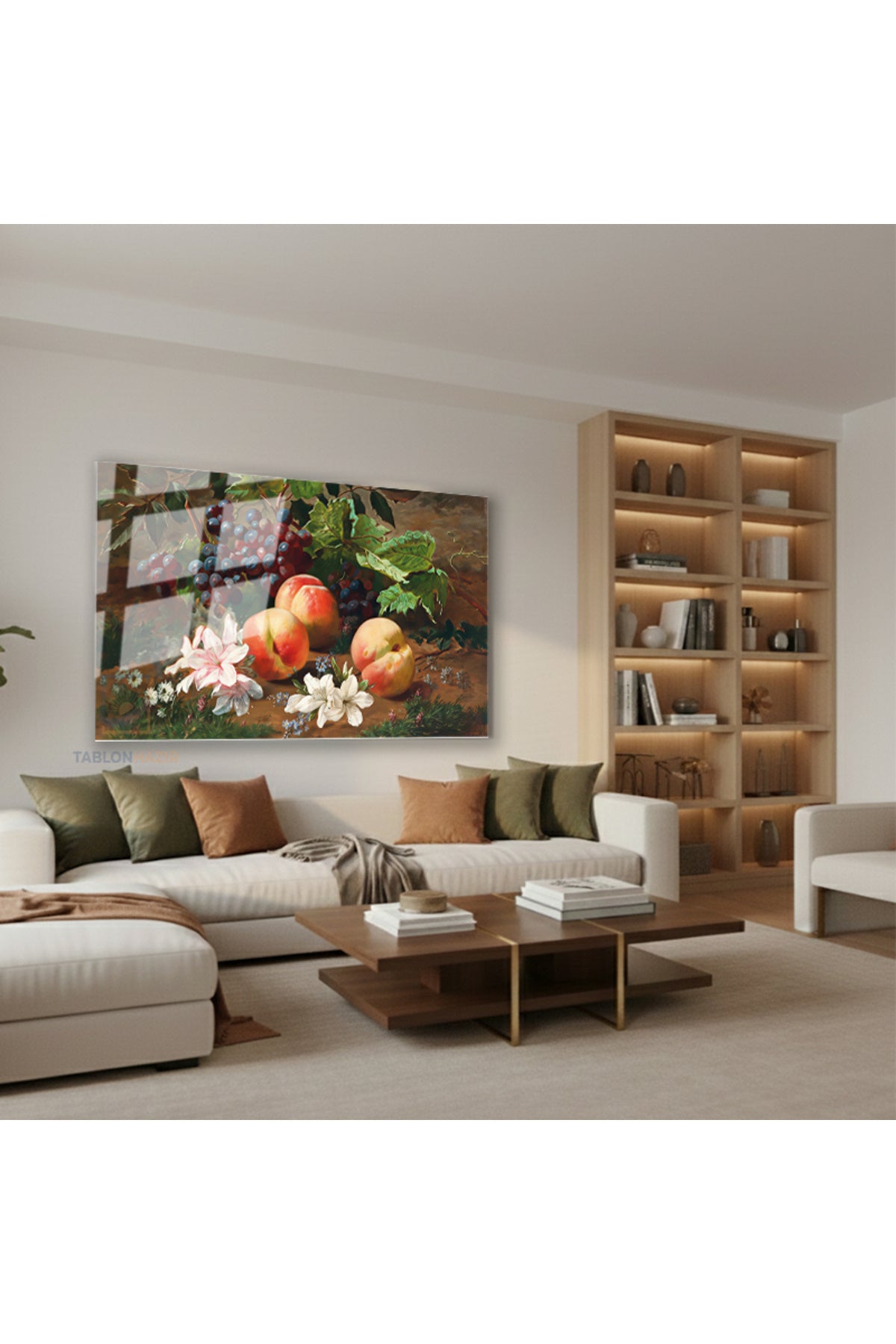 Yatay Cam Tablo Salon Duvar Tablosu Yatay Cam Naturmortmeyveler Yeni Ev Hediyesi Ofis Tablosu