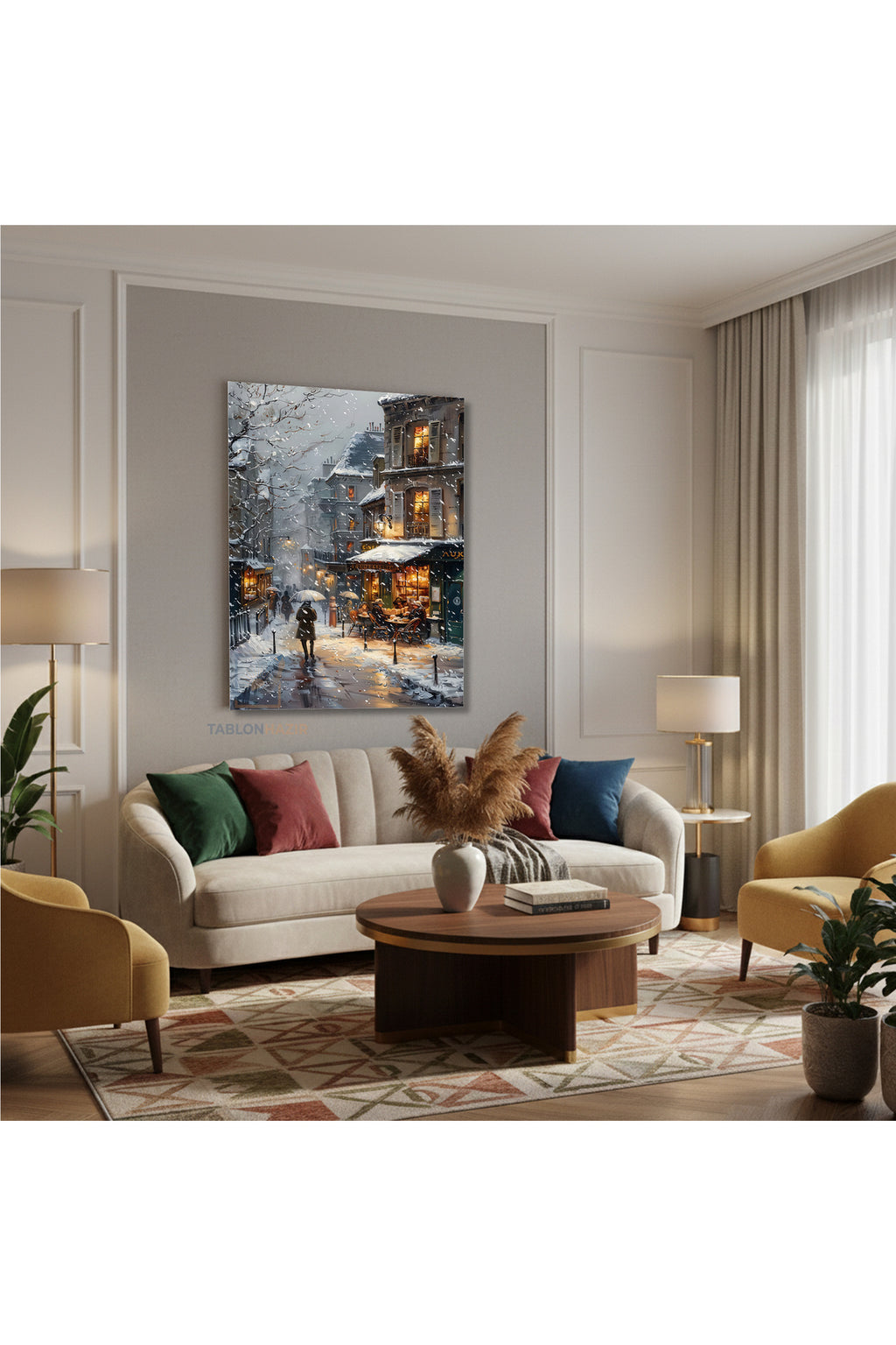 Dikey Kanvas Tablo Salon Duvar Tablosu Kar Yagmur Yeni Ev Hediyesi Ofis Tablosu