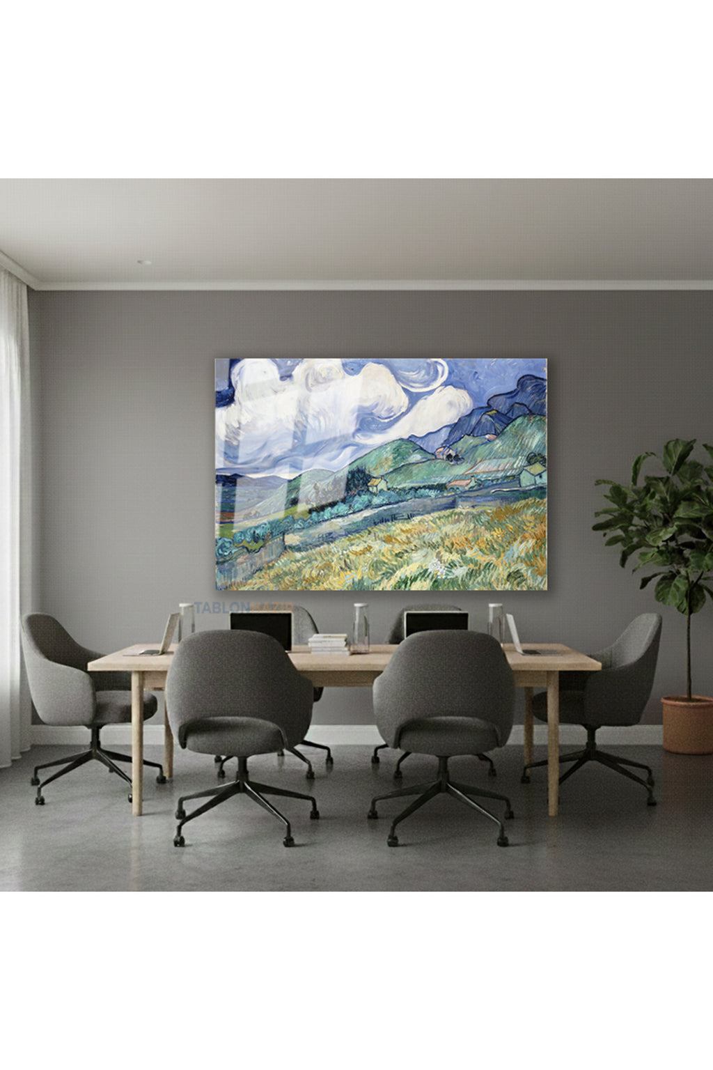 Yatay Cam Tablo Salon Duvar Tablosu Yatay Cam Soyutmanzara1 Yeni Ev Hediyesi Ofis Tablosu