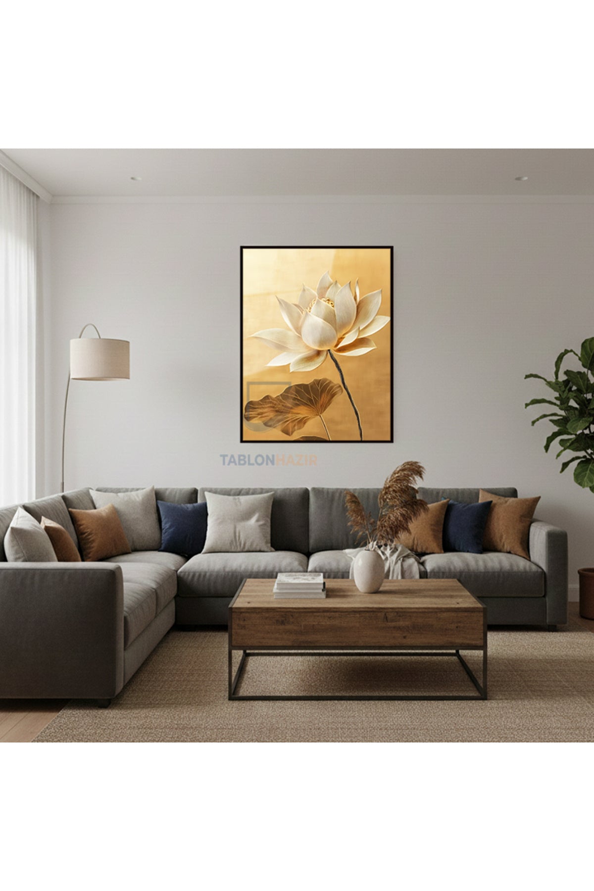 Dikey Çerçeveli Cam Cicek Yaprak Modern Ev Dekoru Duvar Sanatı Ev Ofis Tablosu