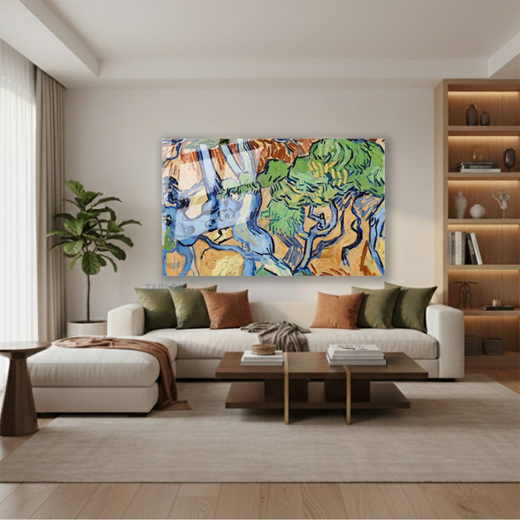 Yatay Cam Tablo Salon Duvar Tablosu Yatay Cam Soyutsanat Yeni Ev Hediyesi Ofis Tablosu