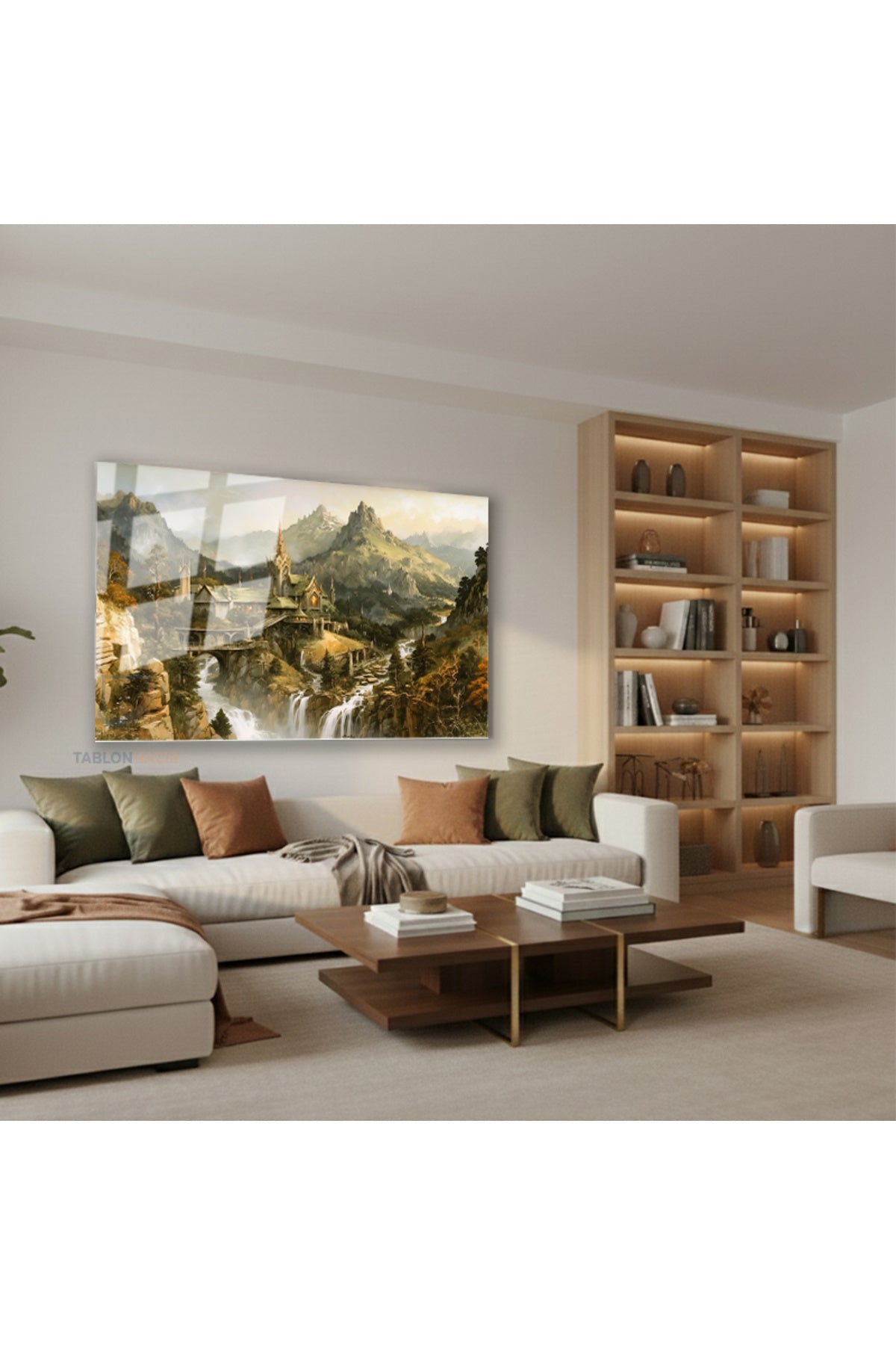 Yatay Cam Tablo Salon Duvar Tablosu Yatay Cam Rivendell Lotr 3 Yeni Ev Hediyesi Ofis Tablosu