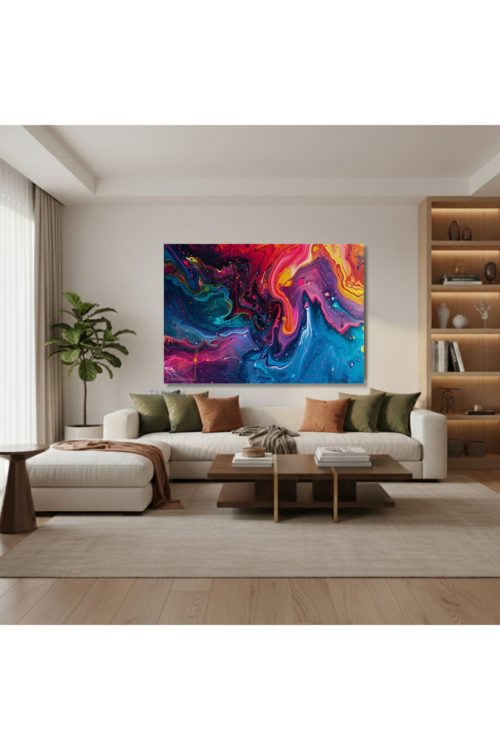 Yatay Kanvas Duvar Tablosu Renksoleni Salon Tablosu Ofis Tablosu Yeni Ev Hediyesi Dekorasyon