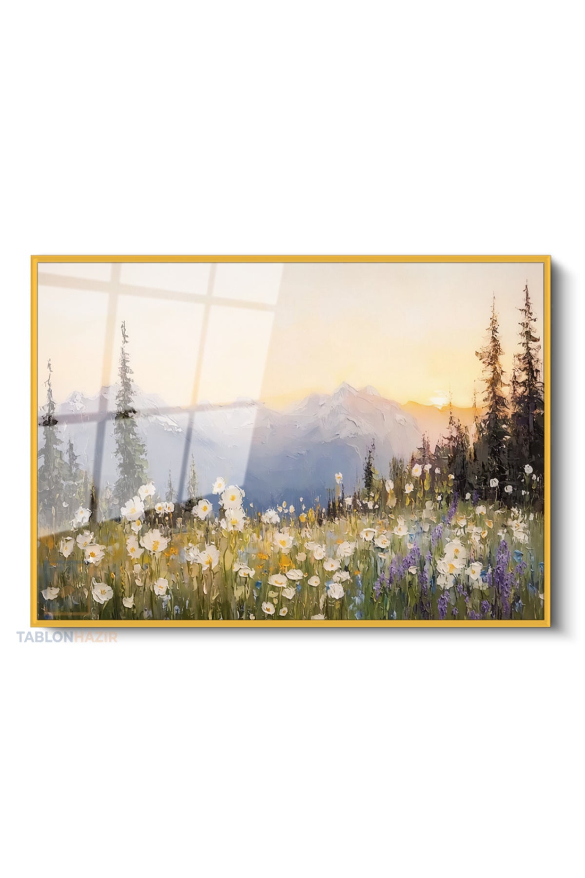 Çerçeveli Yatay Cam Tablo Salon Duvar Tablosu Yatay Cam Dogamanzarasi9 Yeni Ev Hediyesi Ofis Tablosu