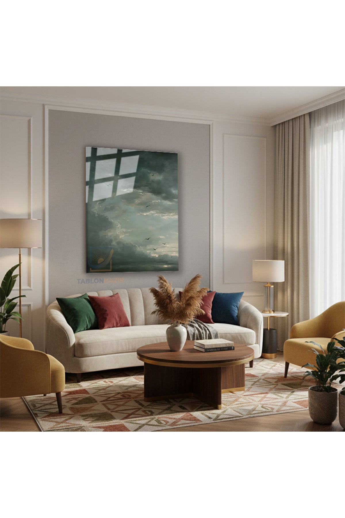 Dikey Cam Tablo Salon Duvar Tablosu Dikey Cam Kasvetli Gokyuzu Yeni Ev Hediyesi Ofis Tablosu