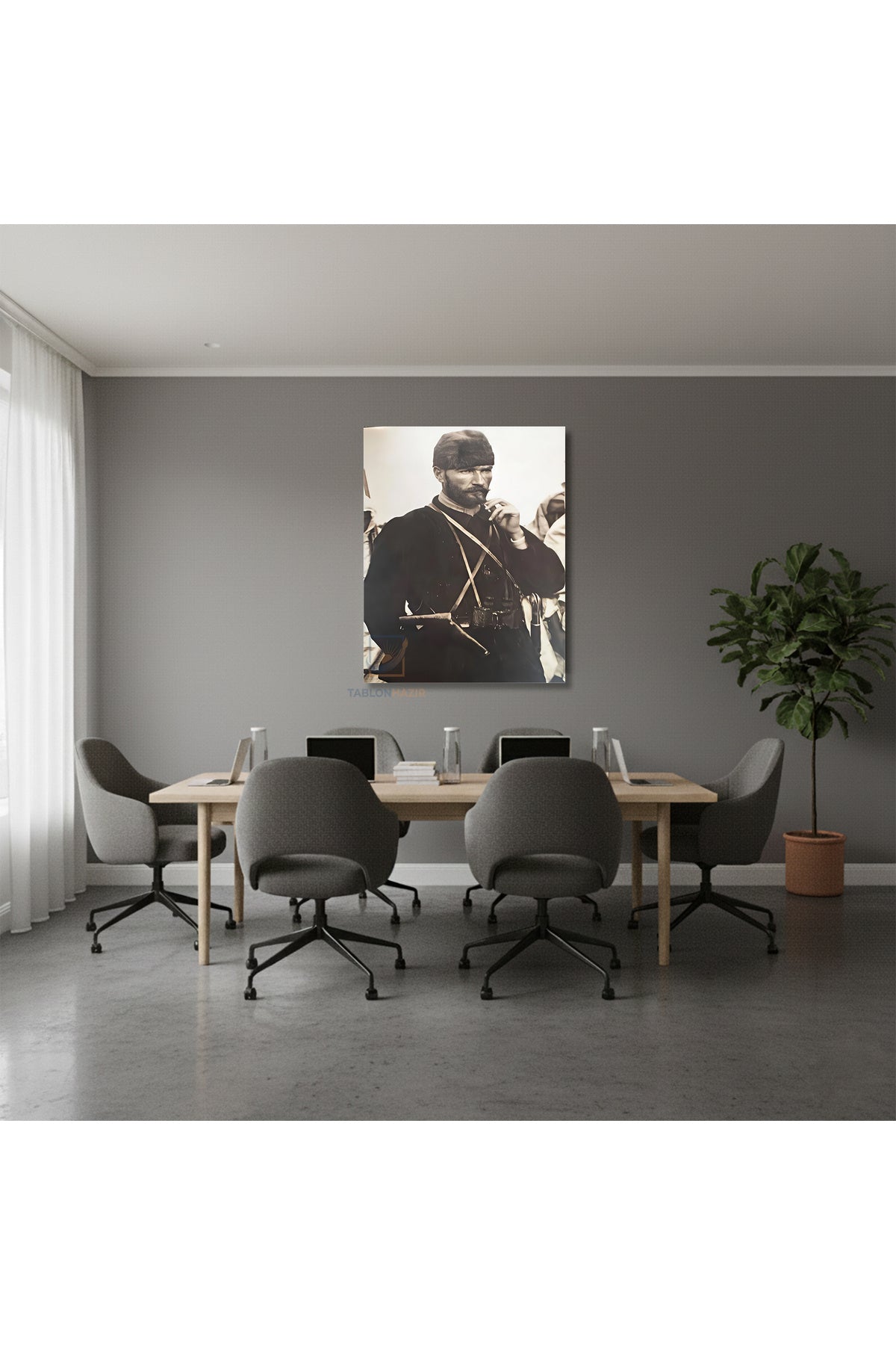 Dikey Kanvas Tablo Salon Duvar Tablosu Genc Atatürk 2 Yeni Ev Hediyesi Ofis Tablosu