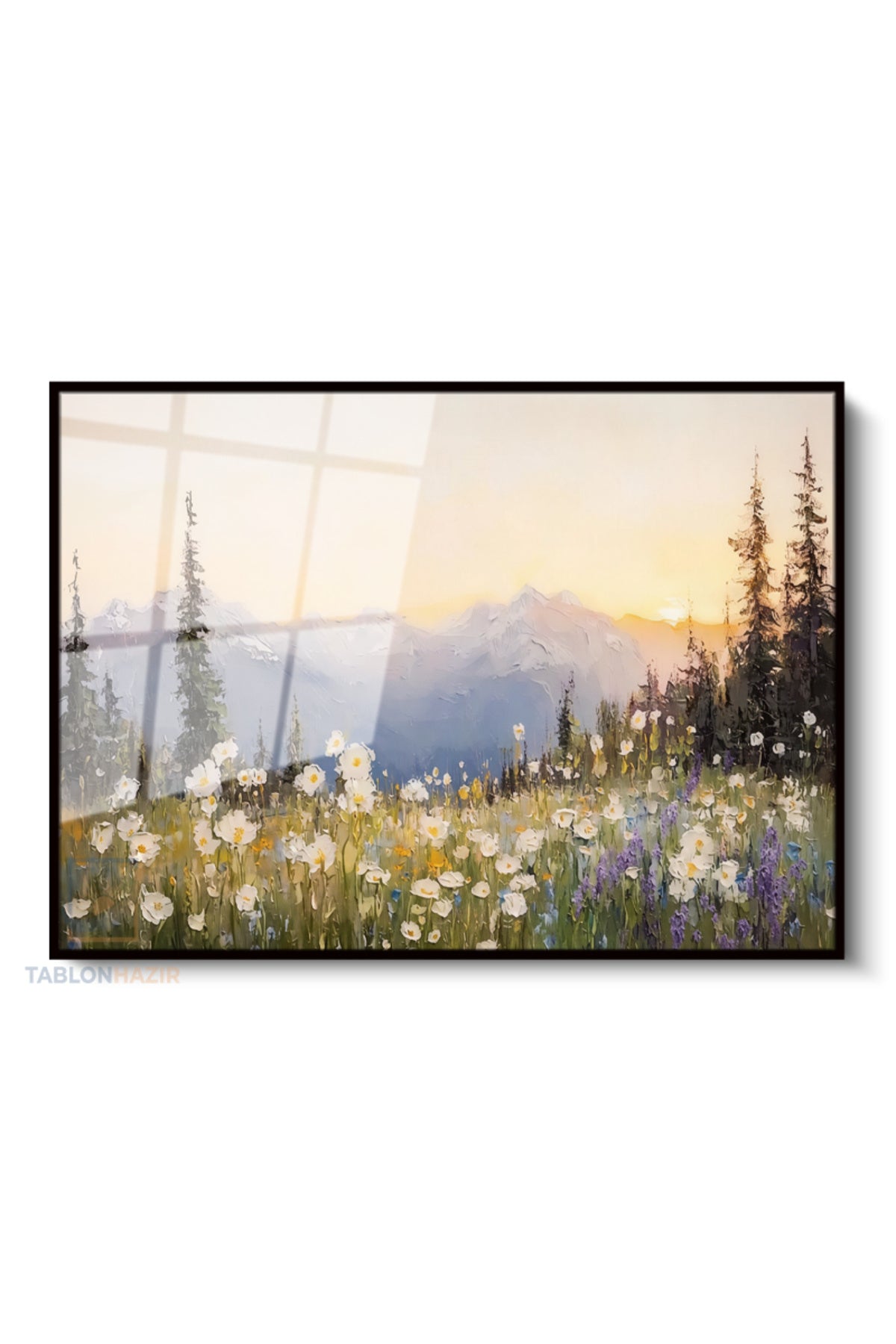 Çerçeveli Yatay Cam Tablo Salon Duvar Tablosu Yatay Cam Dogamanzarasi9 Yeni Ev Hediyesi Ofis Tablosu