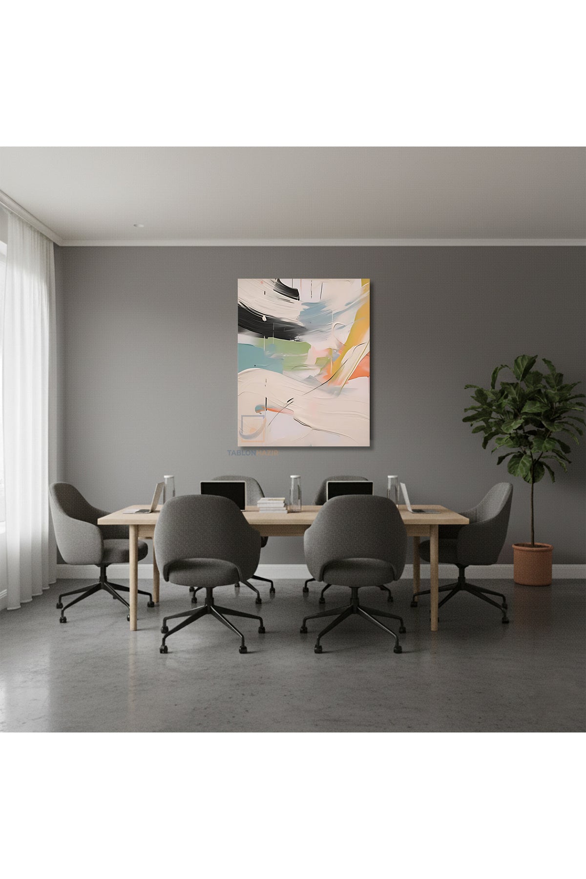 Dikey Kanvas Tablo Salon Duvar Tablosu Soyut 0043 3 Yeni Ev Hediyesi Ofis Tablosu