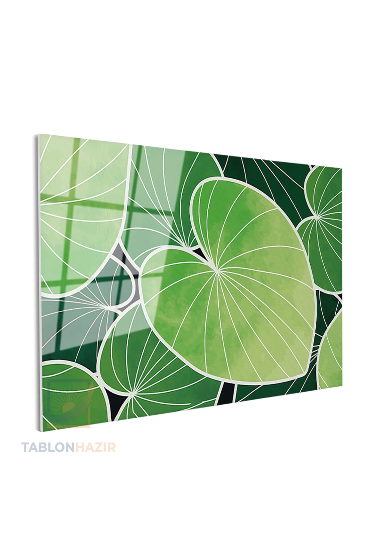 Yatay Cam Tablo Salon Duvar Tablosu Yatay Cam Yapraklar Yeni Ev Hediyesi Ofis Tablosu