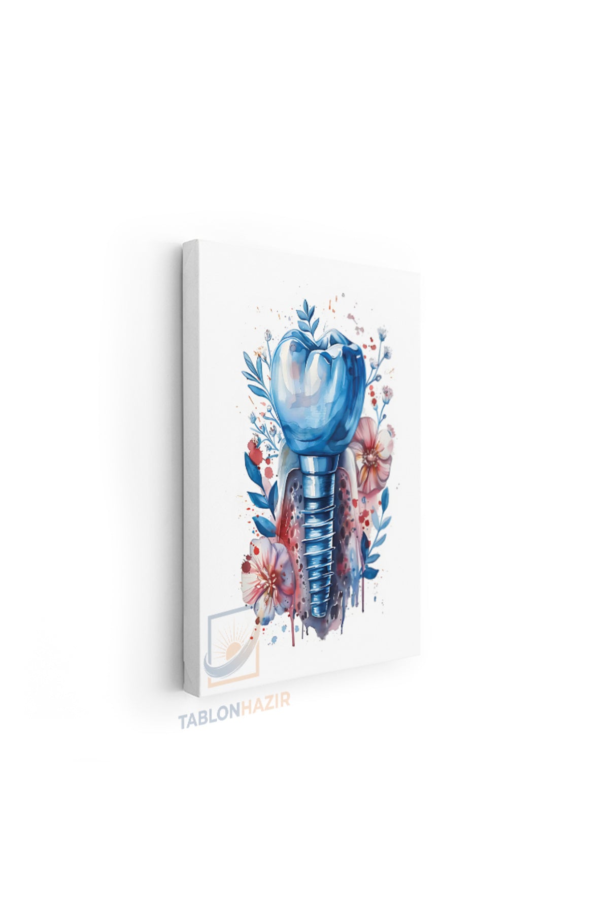 Dikey Kanvas Tablo Salon Duvar Tablosu Klinik İmplant Yeni Ev Hediyesi Ofis Tablosu