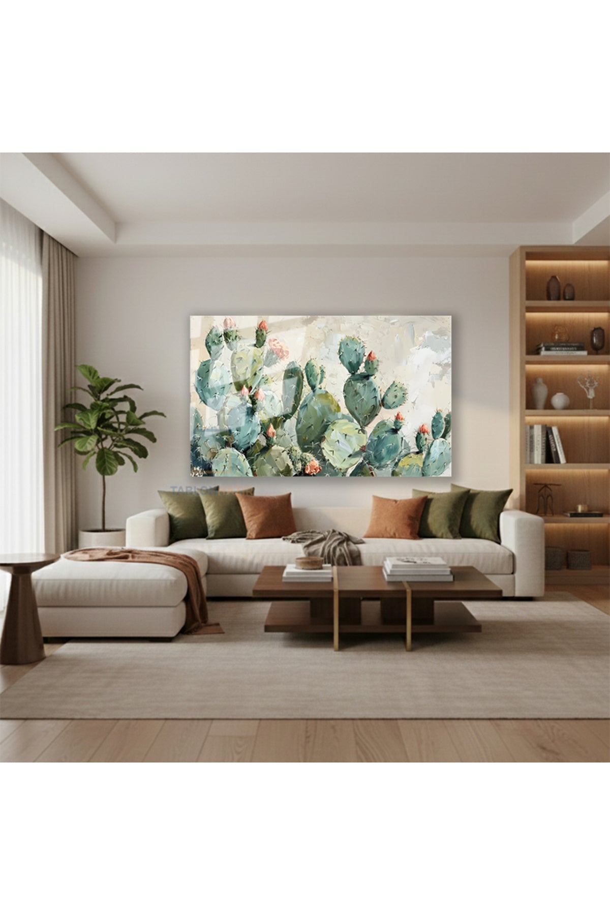 Yatay Cam Tablo Salon Duvar Tablosu Yatay Cam Yesilkaktusler Yeni Ev Hediyesi Ofis Tablosu