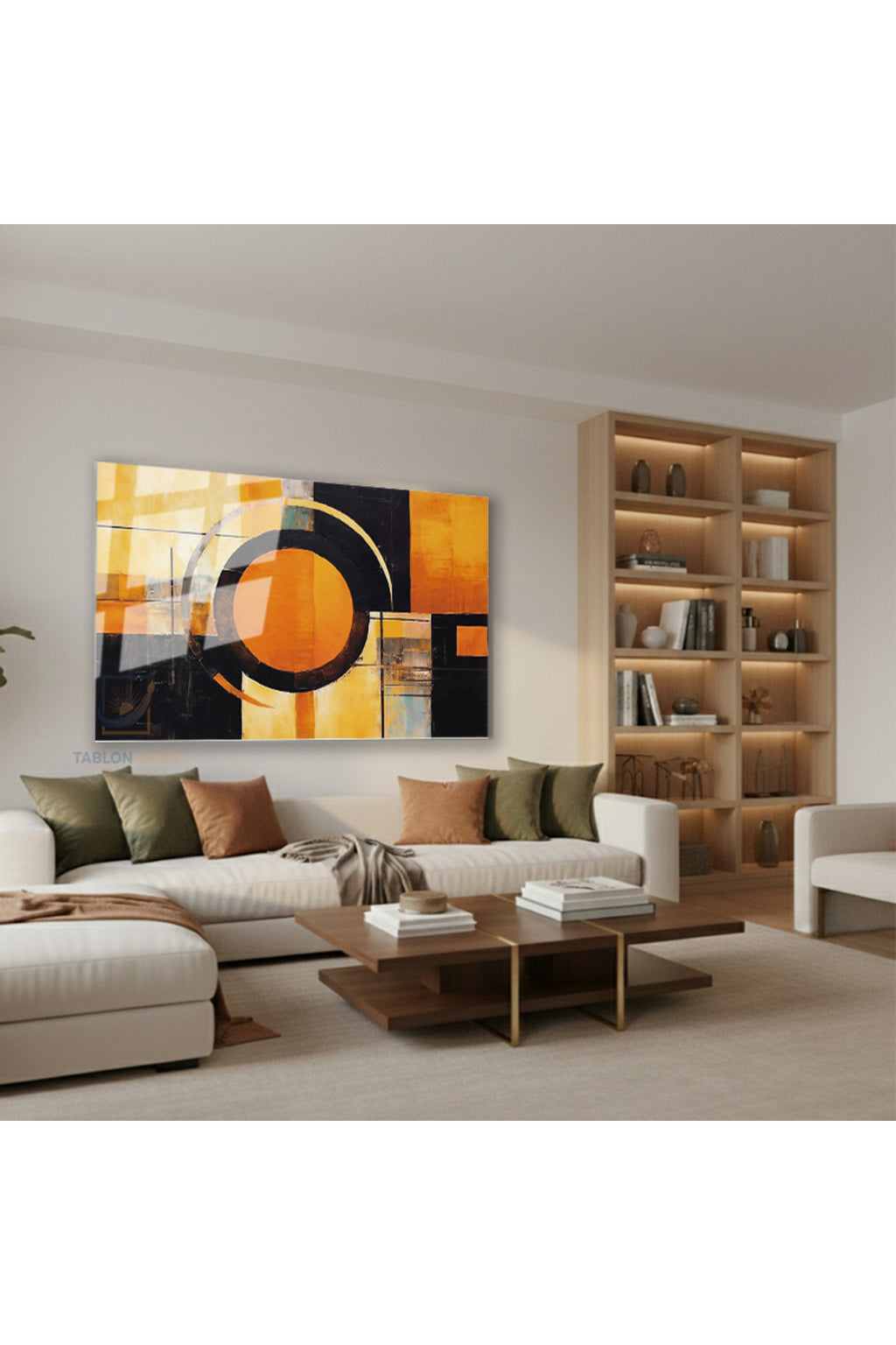 Yatay Cam Tablo Salon Duvar Tablosu Yatay Cam Soyutturuncusiyah Yeni Ev Hediyesi Ofis Tablosu