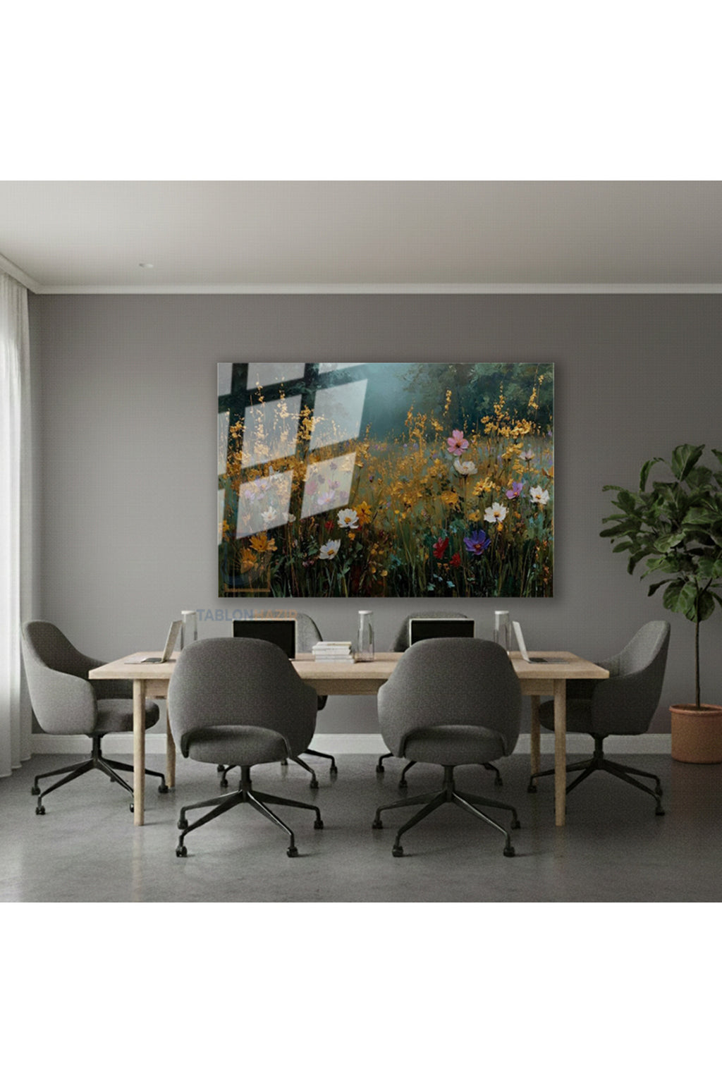 Yatay Cam Tablo Salon Duvar Tablosu Yatay Cam Cicek Manzarasi Yeni Ev Hediyesi Ofis Tablosu