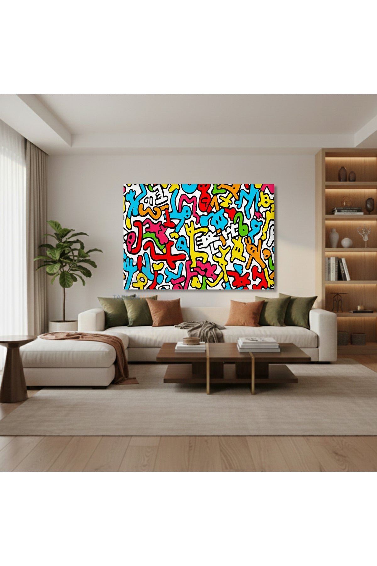 Yatay Kanvas Duvar Tablosu Renklikivrimlar3 Salon Tablosu Ofis Tablosu Yeni Ev Hediyesi Dekorasyon