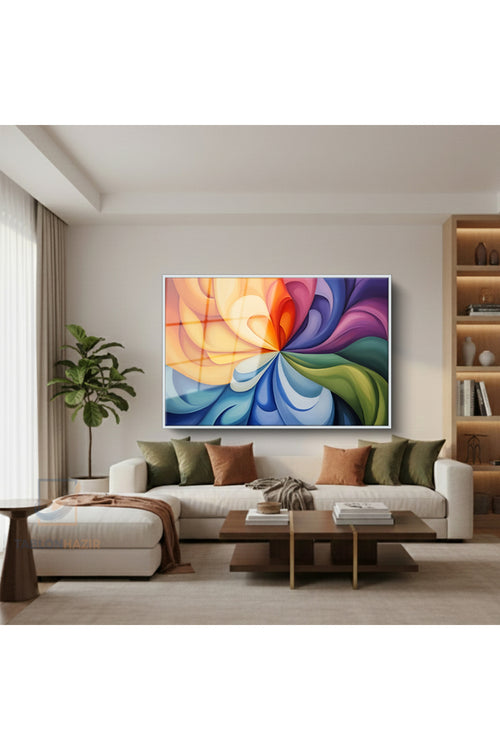 Çerçeveli Yatay Cam Tablo Salon Duvar Tablosu Yatay Cam Soyutsanat4 Yeni Ev Hediyesi Ofis Tablosu