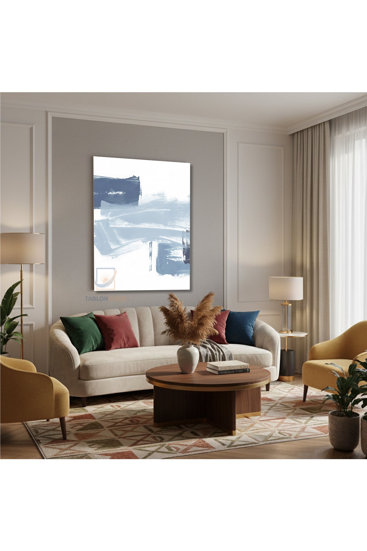 Dikey Kanvas Tablo Salon Duvar Tablosu Soyut 0019 Yeni Ev Hediyesi Ofis Tablosu