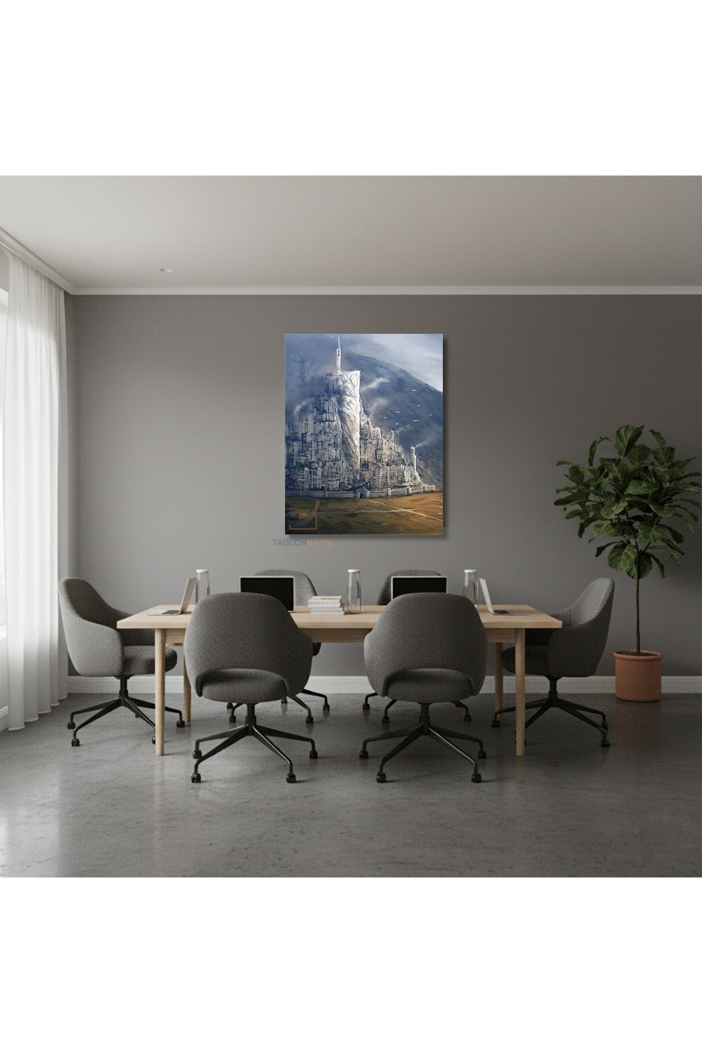 Dikey Kanvas Tablo Salon Duvar Tablosu Minas Tirith Yeni Ev Hediyesi Ofis Tablosu