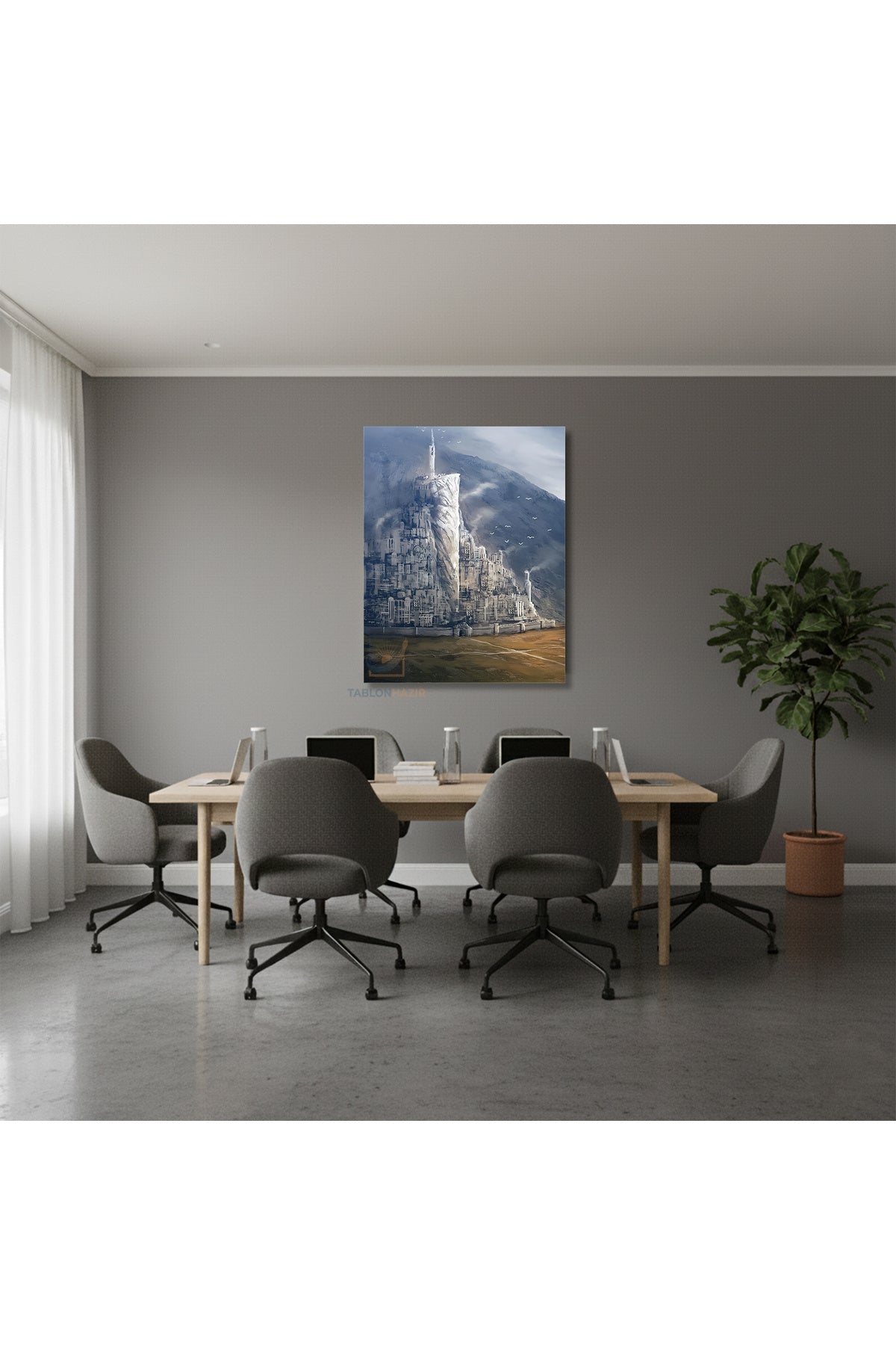 Dikey Kanvas Tablo Salon Duvar Tablosu Minas Tirith Yeni Ev Hediyesi Ofis Tablosu