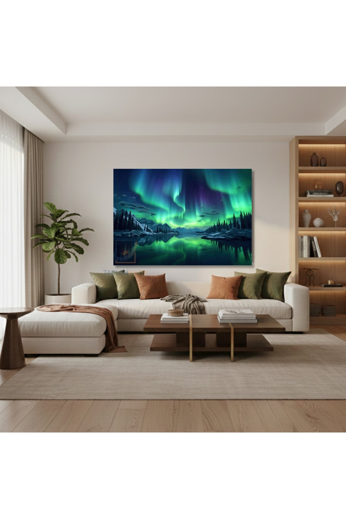 Yatay Kanvas Duvar Tablosu Kuzey İsikleri Salon Tablosu Ofis Tablosu Yeni Ev Hediyesi Dekorasyon