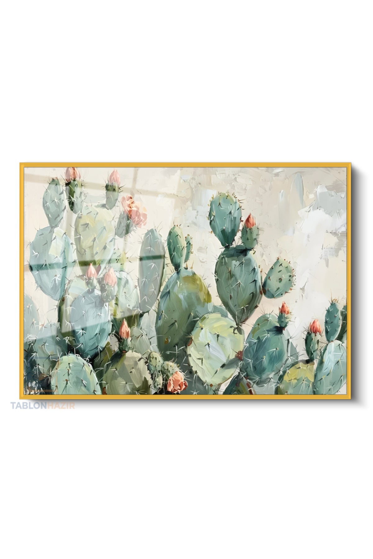 Çerçeveli Yatay Cam Tablo Salon Duvar Tablosu Yatay Cam Yesilkaktusler Yeni Ev Hediyesi Ofis Tablosu